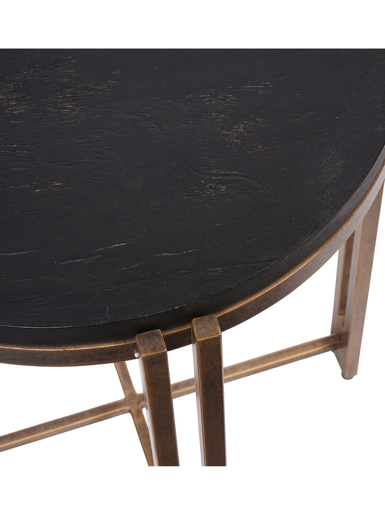 Dalston Sandblasted Wood and Champagne Frame Side Table Black