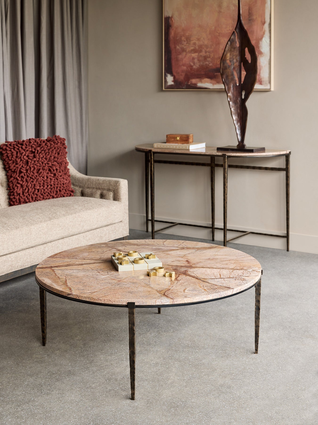 Leo Forest Brown Marble Coffee Table