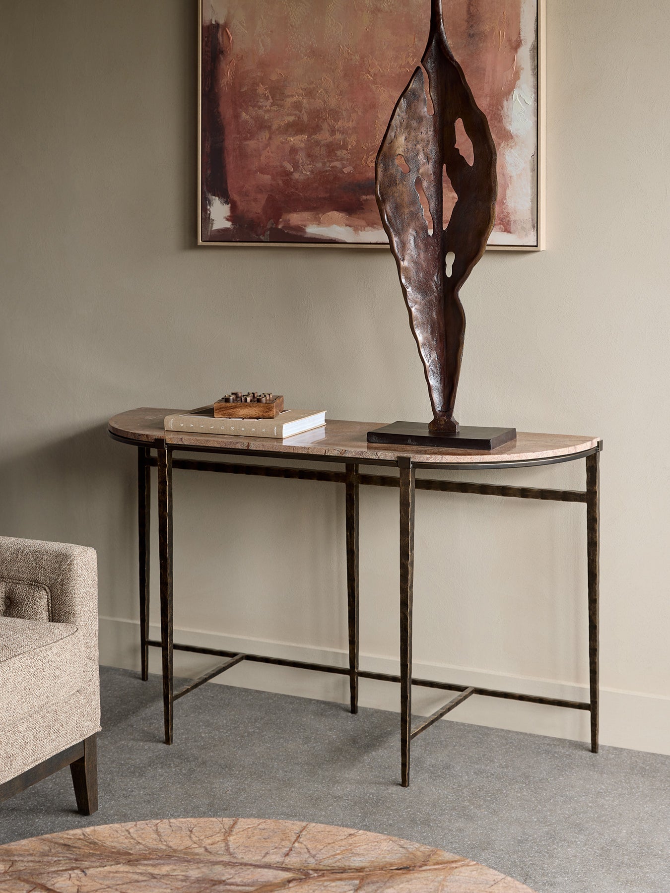 Leo Forest Brown Marble Console Table