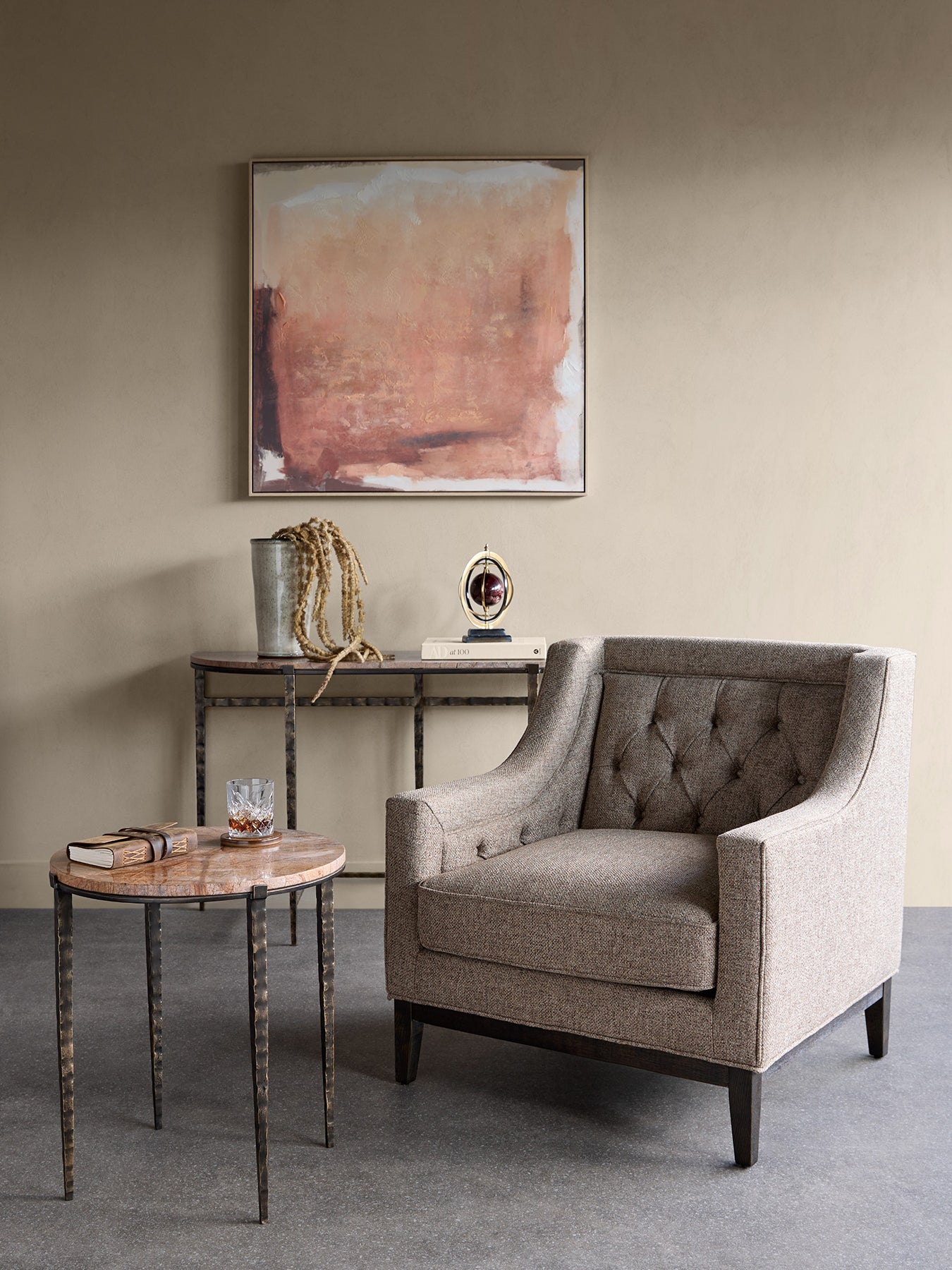 Leo Forest Brown Marble End Table