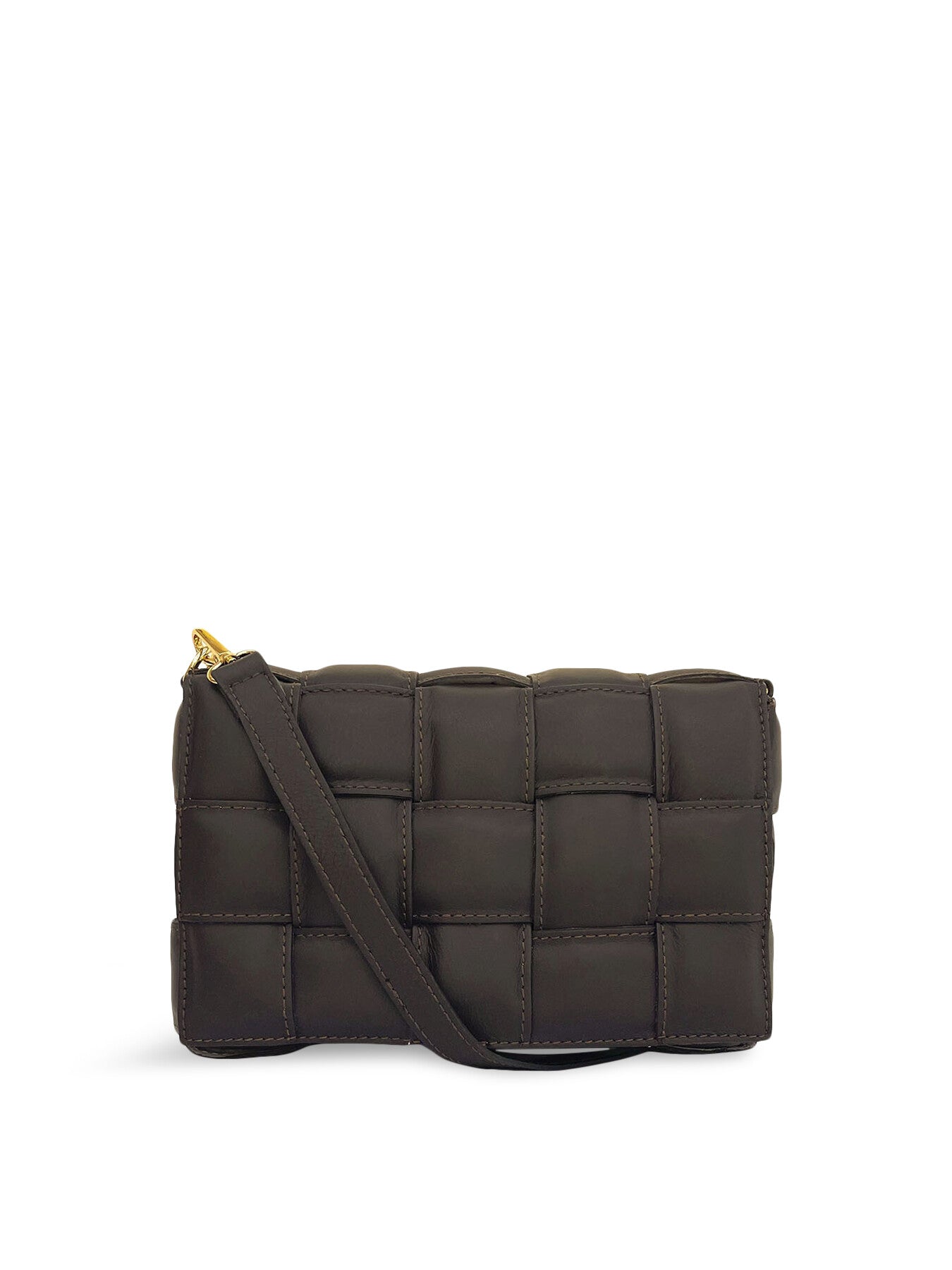 Padded Woven Leather Crossbody Bag