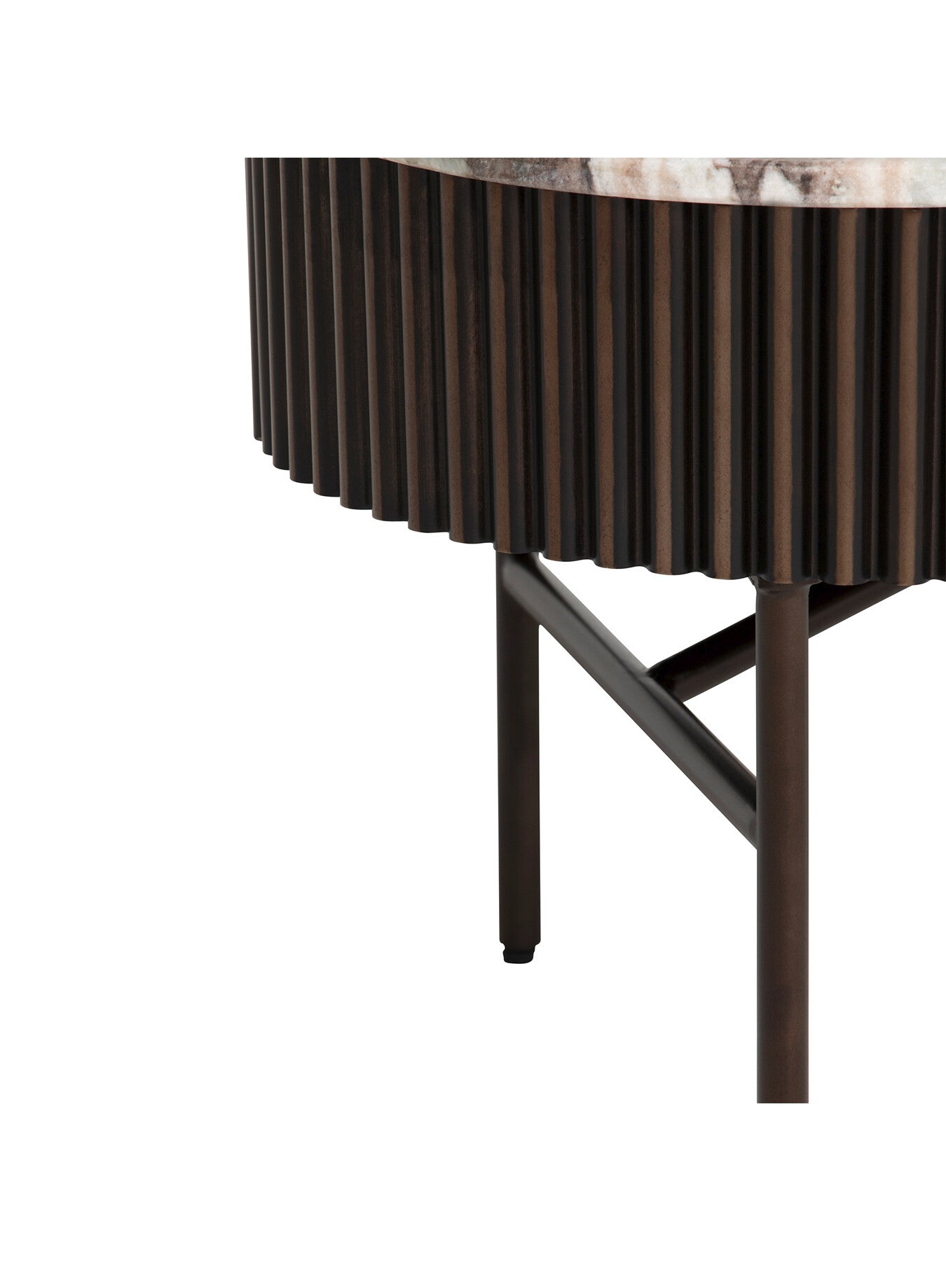 Gion Oval Marble With Wave Metal Body 100cm Coffee Table