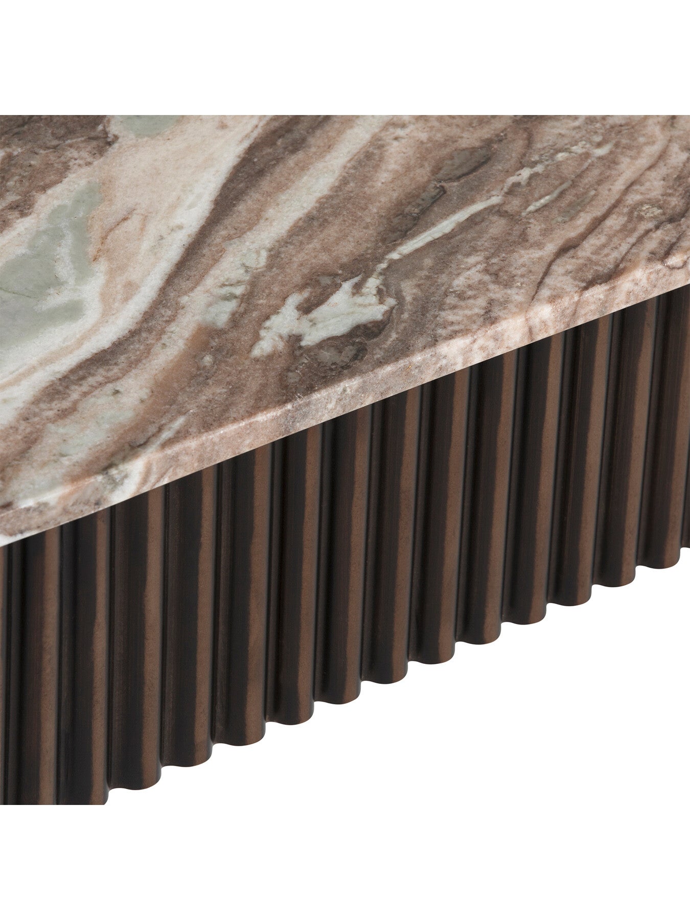 Gion Oval Marble With Wave Metal Body 100cm Coffee Table