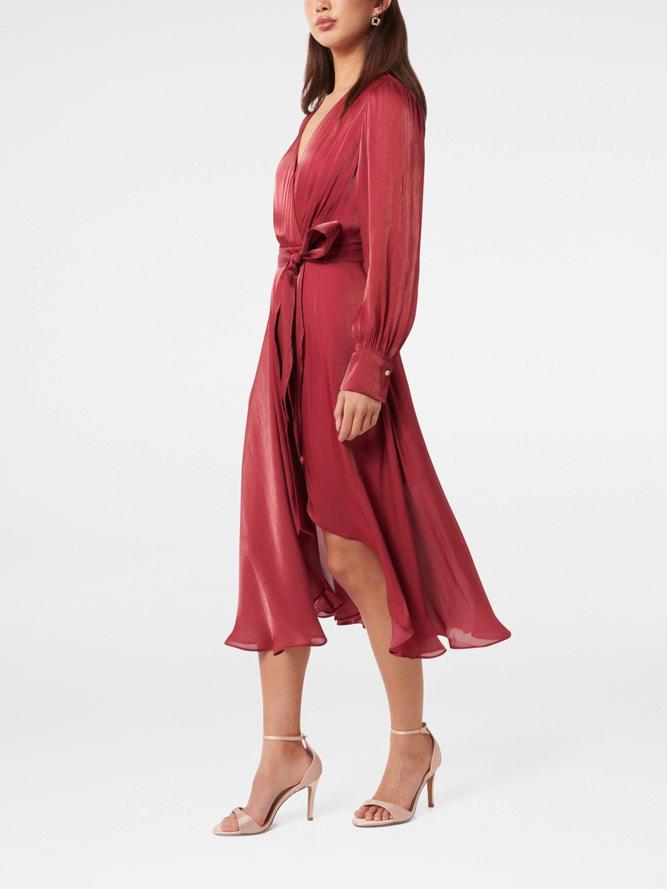 Mabel Metallic Wrap Midi Dress