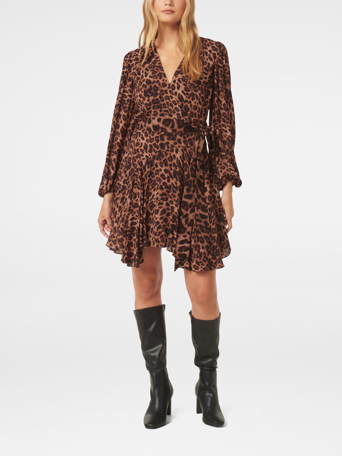 Amila Belted Godet Mini Dress