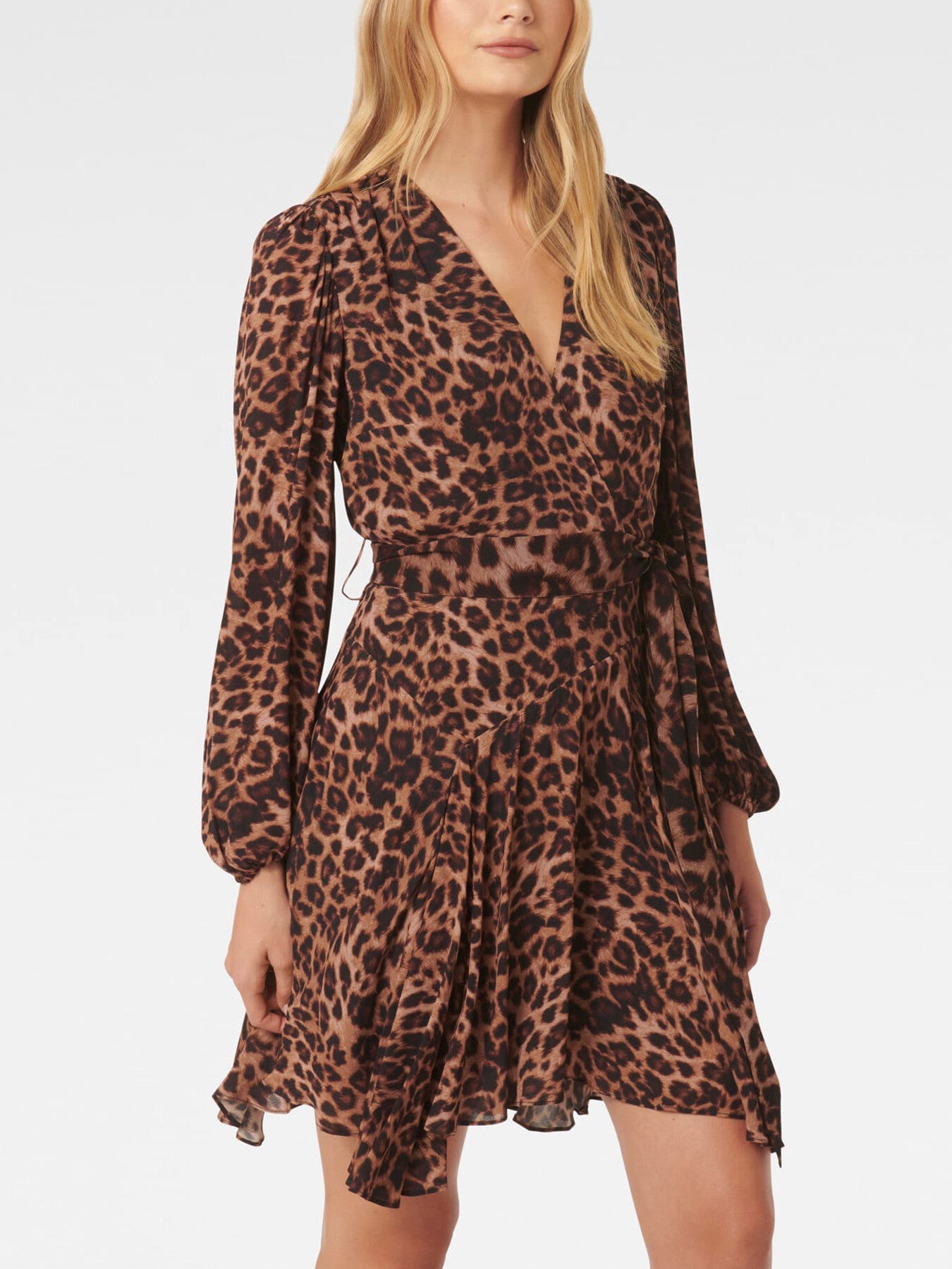 Amila Belted Godet Mini Dress