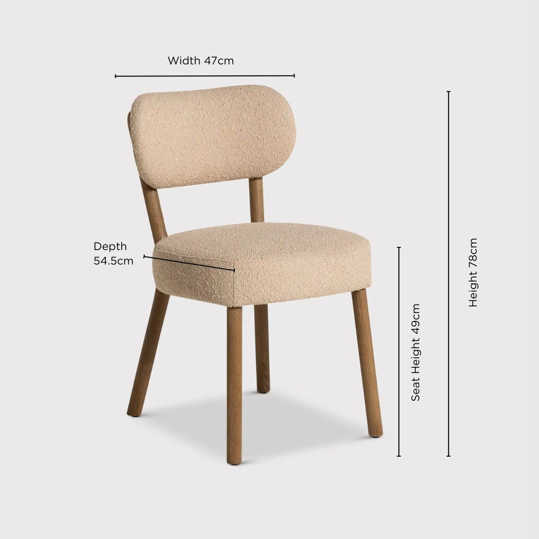 Neutral Dove Neutral Boucle Dining Chair
