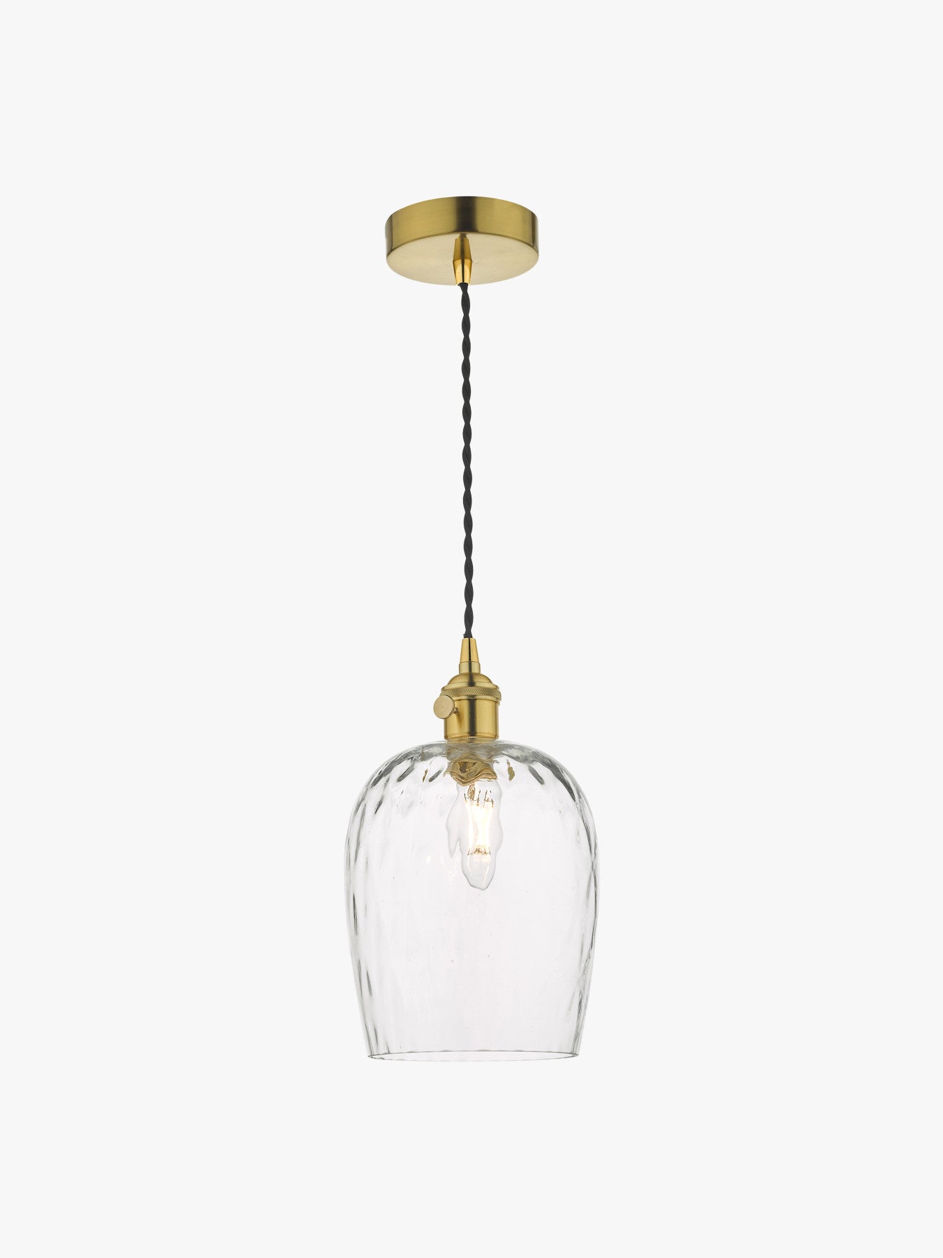Hadano Pendant - Natural Brass with Dimpled Glass Shade