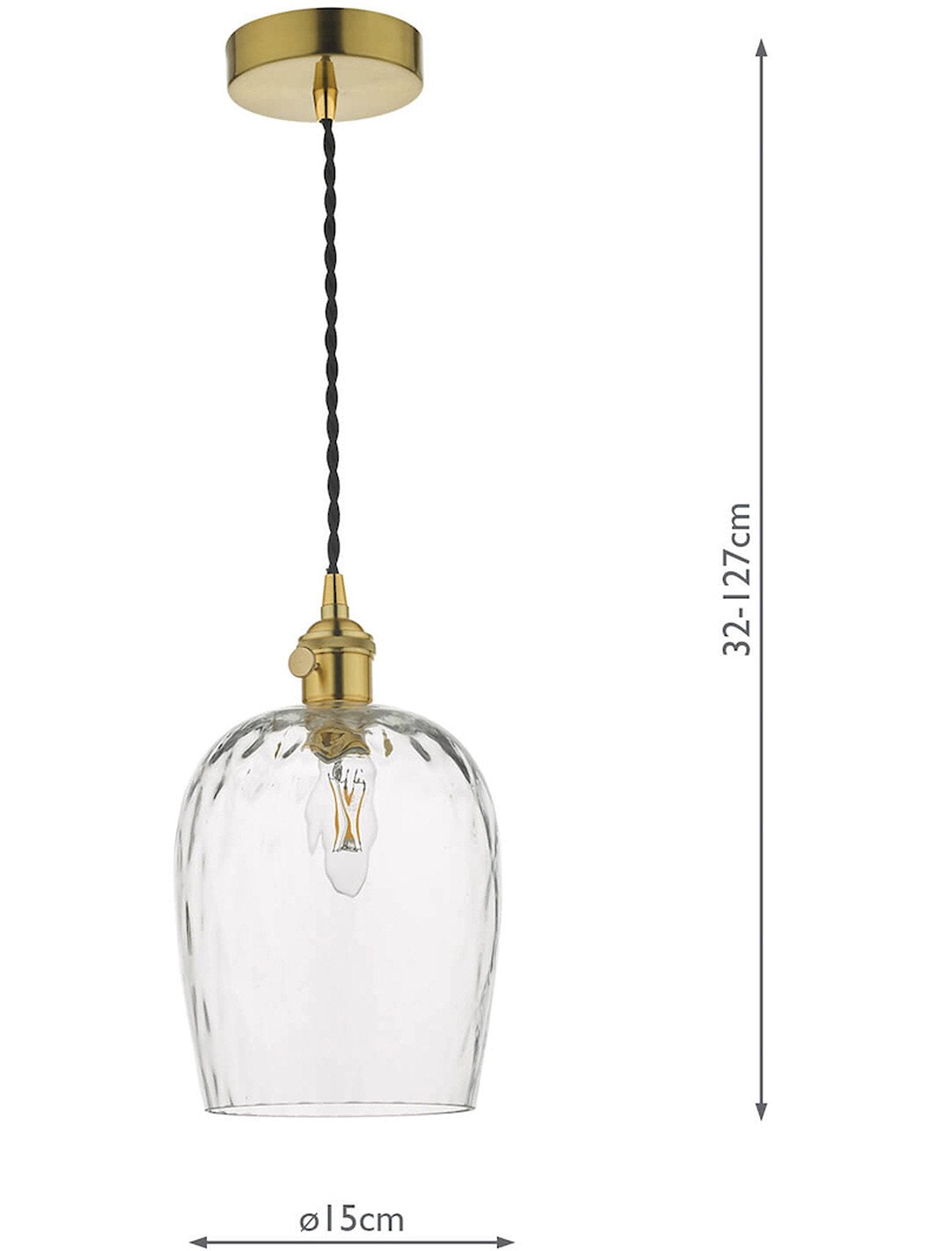 Hadano Pendant - Natural Brass with Dimpled Glass Shade