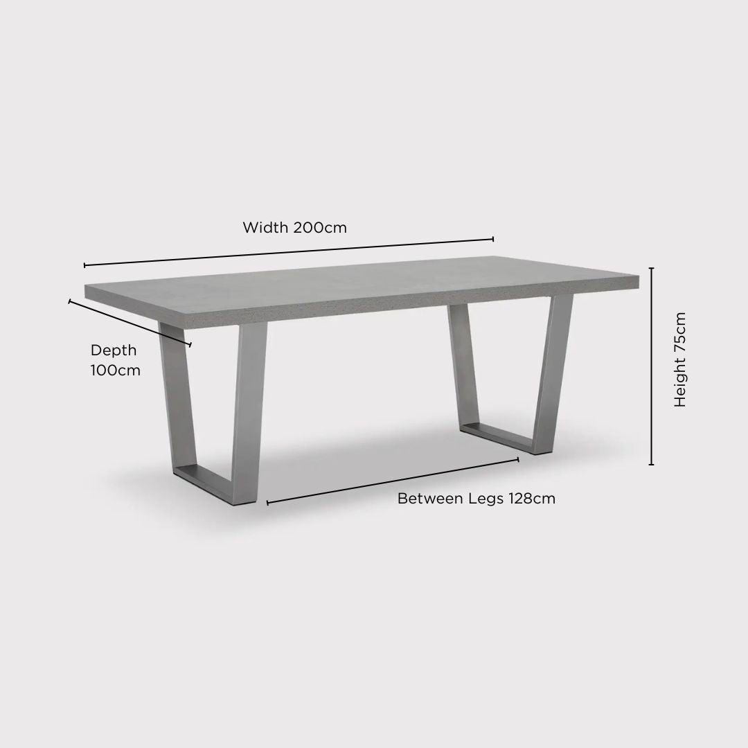 Grey Halmstad Concrete Effect 200cm Dining Table, Seats 4-6