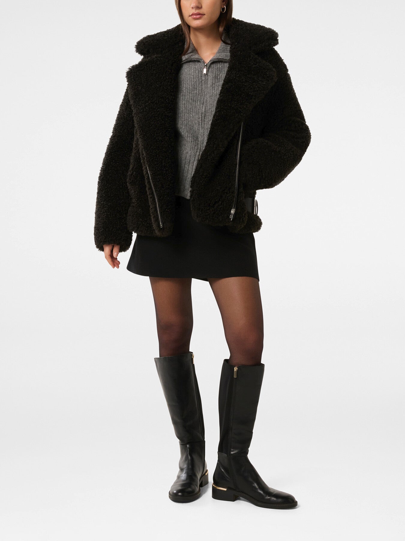 Belle Faux Fur Aviator Jacket