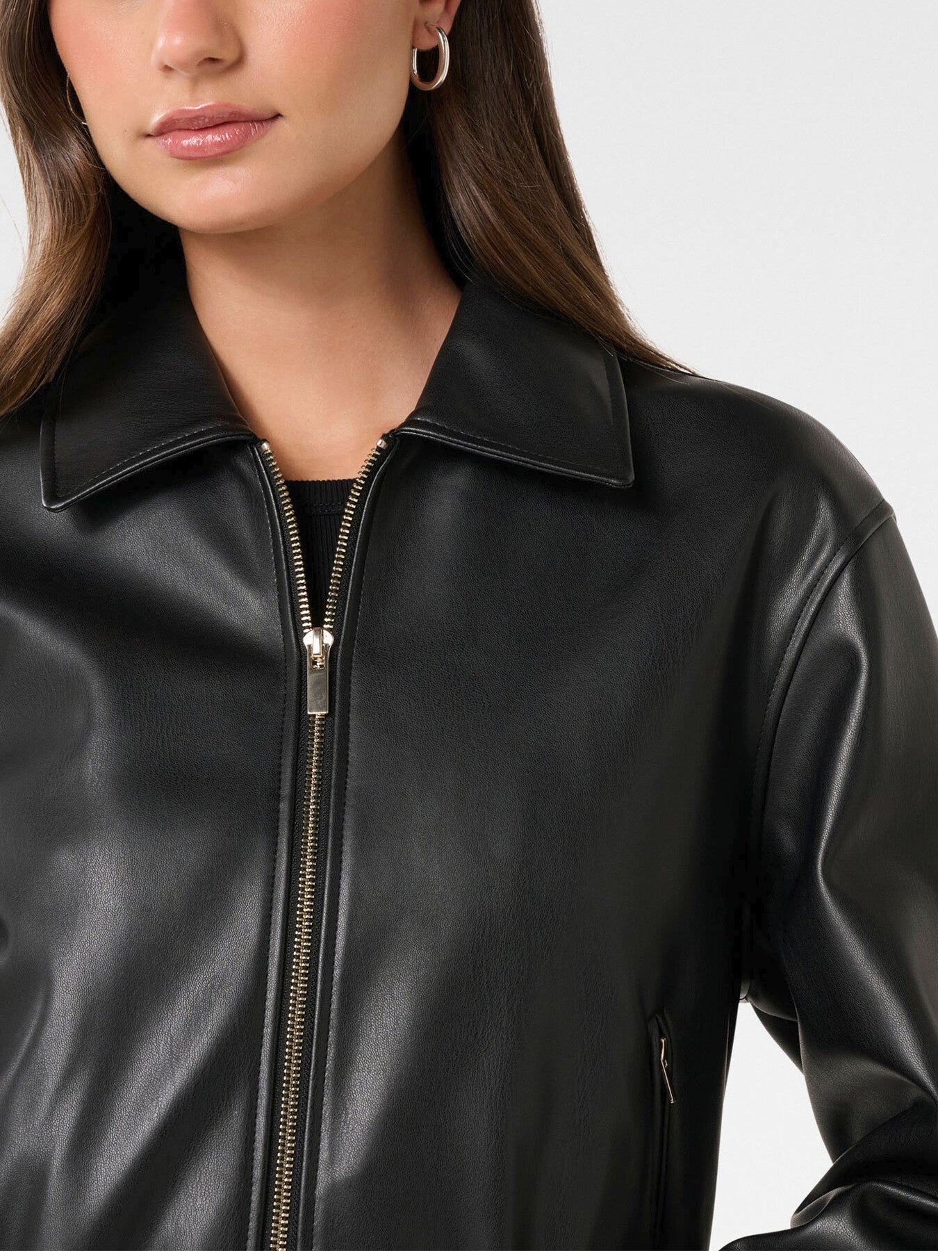 Melinda Faux Leather Bomber Jacket