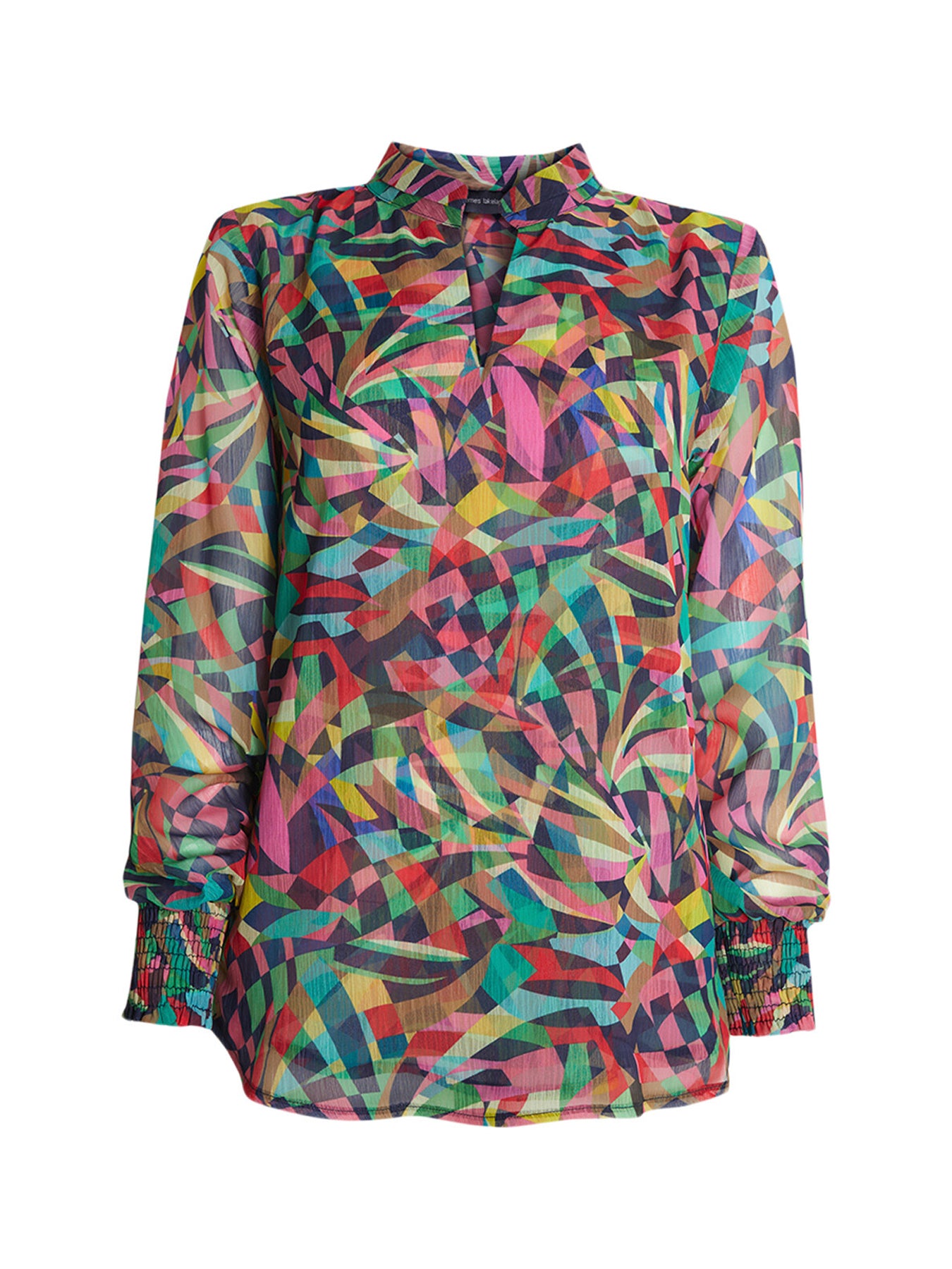 Abstract Print Mandarin Collar Blouse