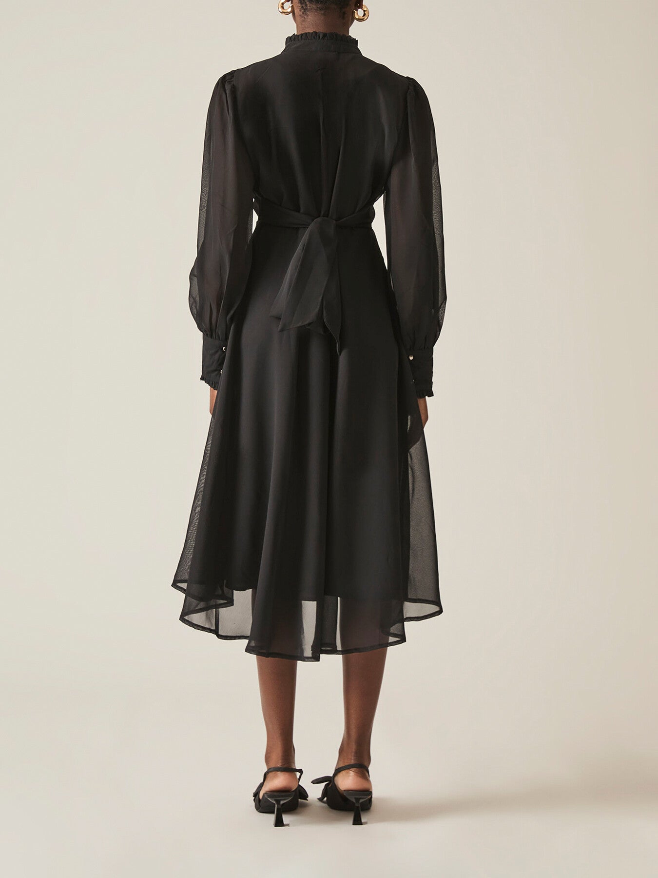 Ruffle Shift Midi Dress