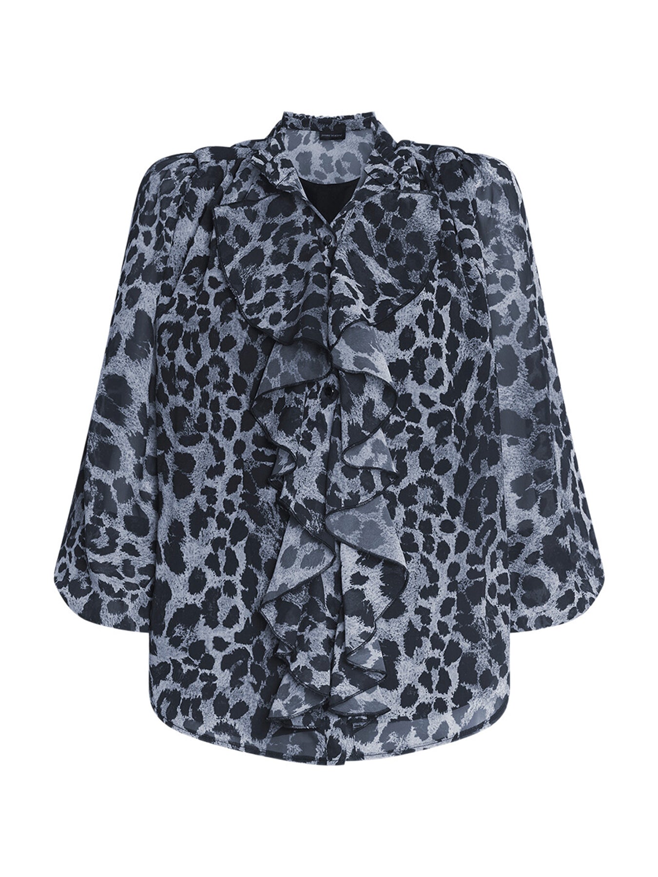 Leopard Print Front Ruffle Shirt