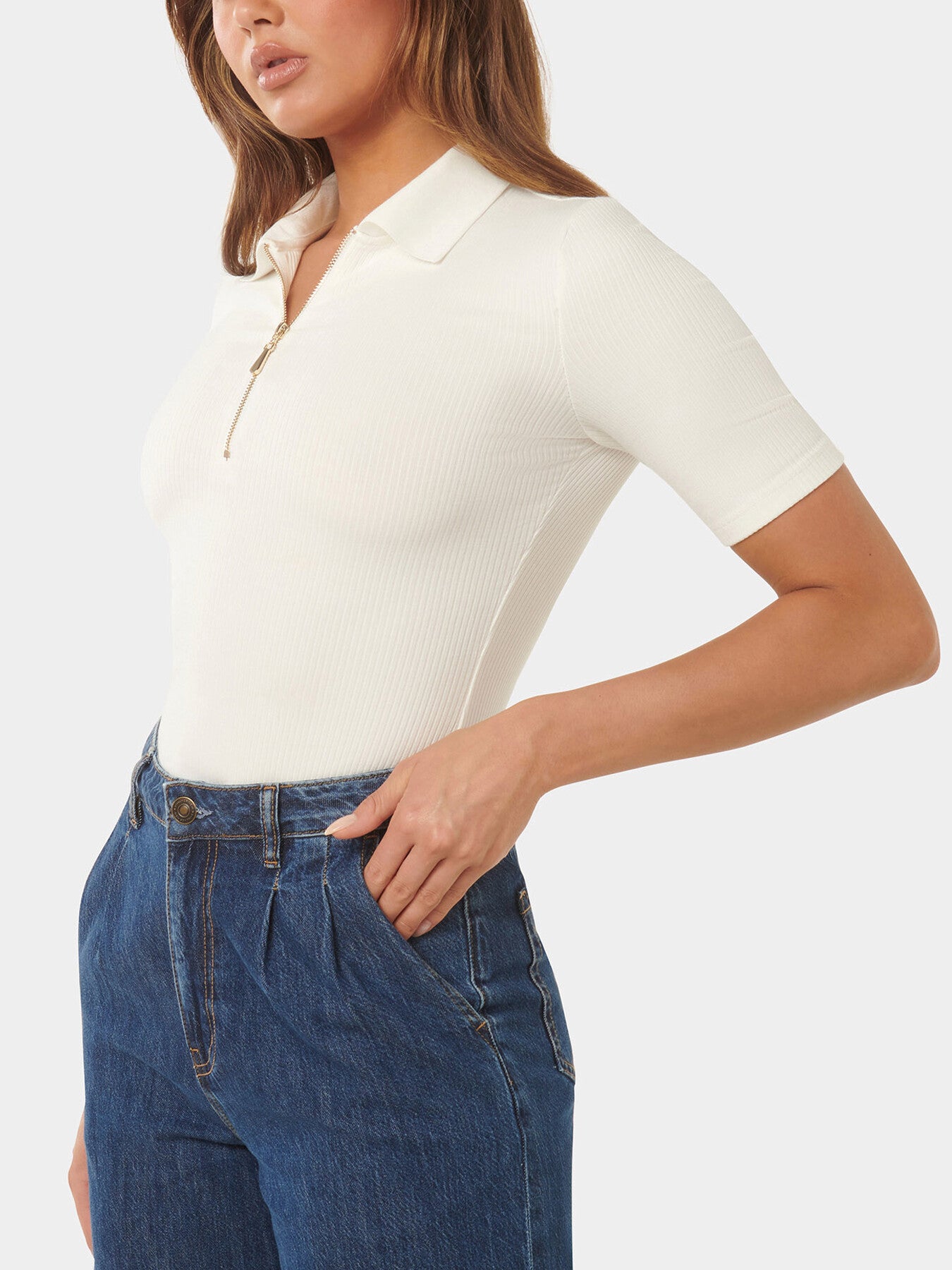 Mai Short Sleevess Zip Polo T-shirt