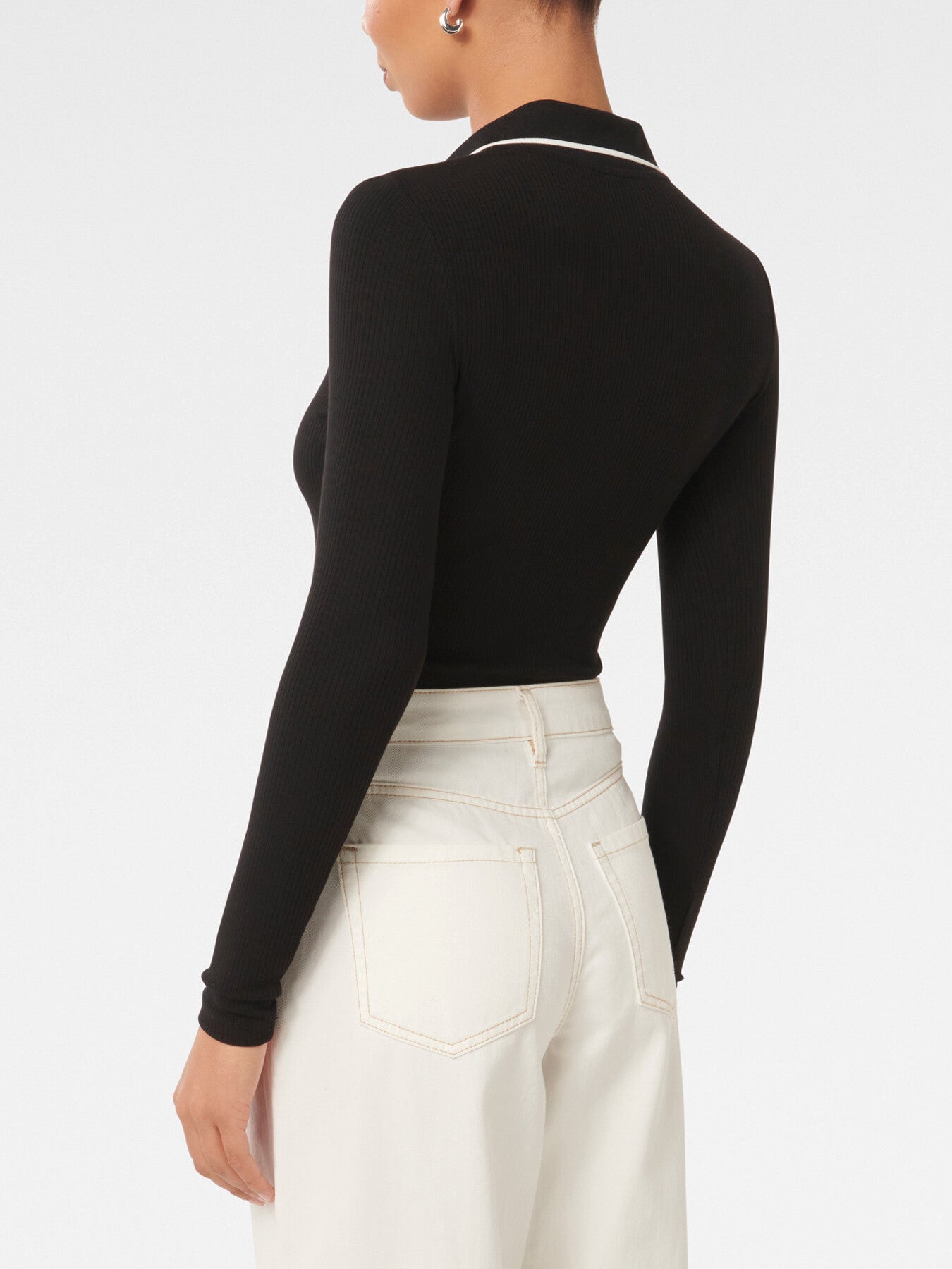 Reina Tipped Long Sleeves Polo Top