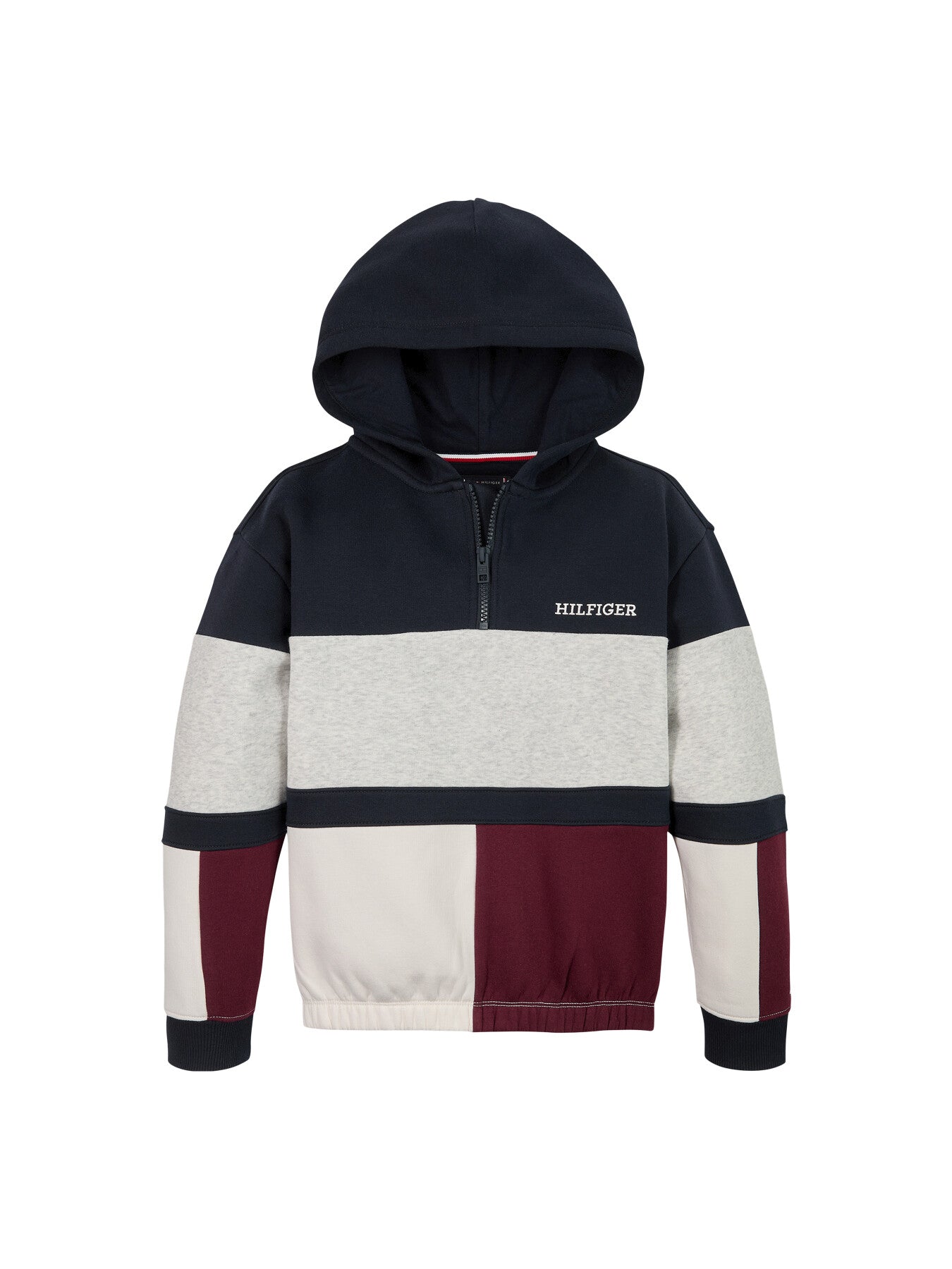 Colour-Blocked Quarter-Zip Hoodie