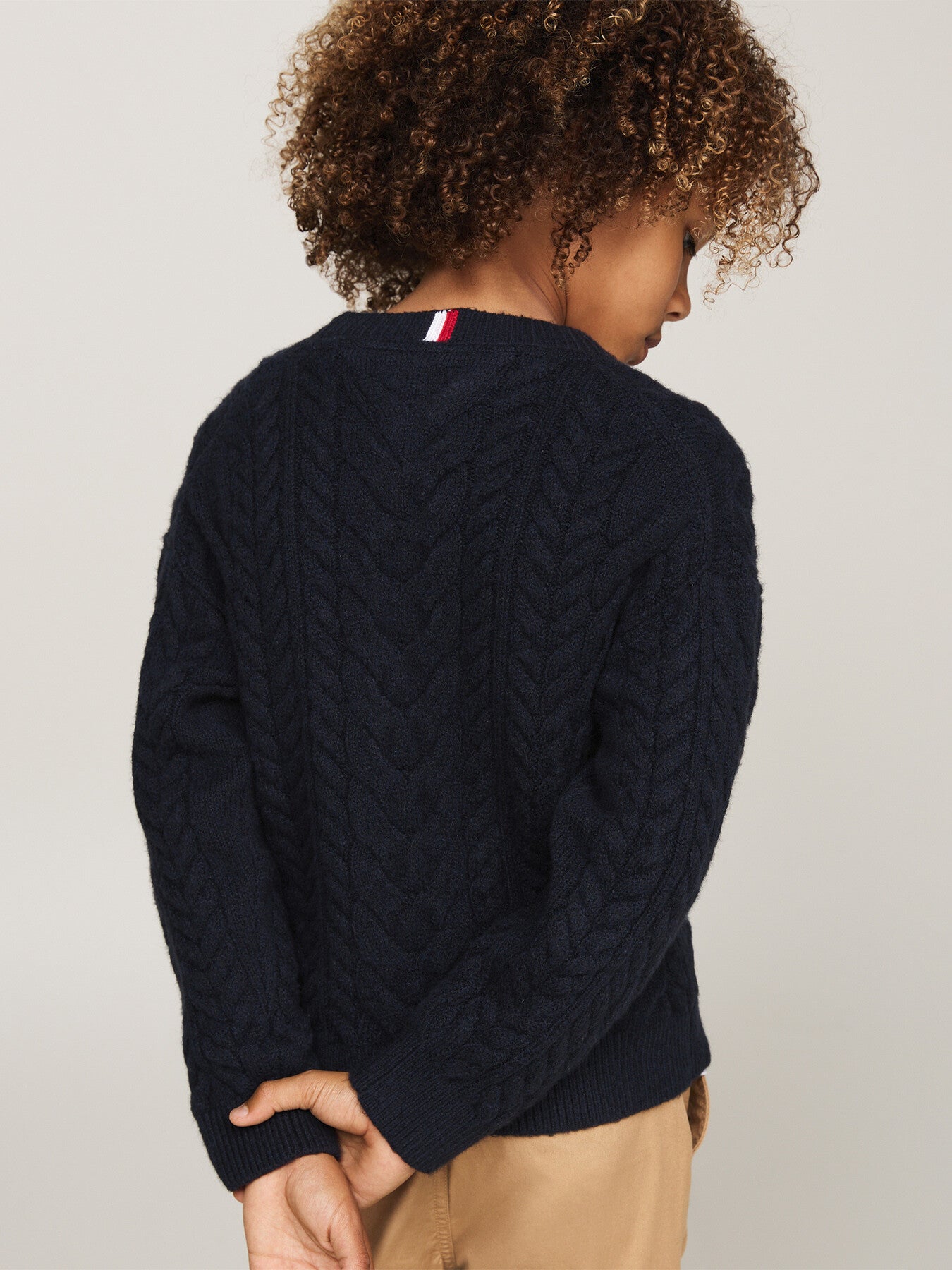Colour-Blocked Cable Knit Jumper