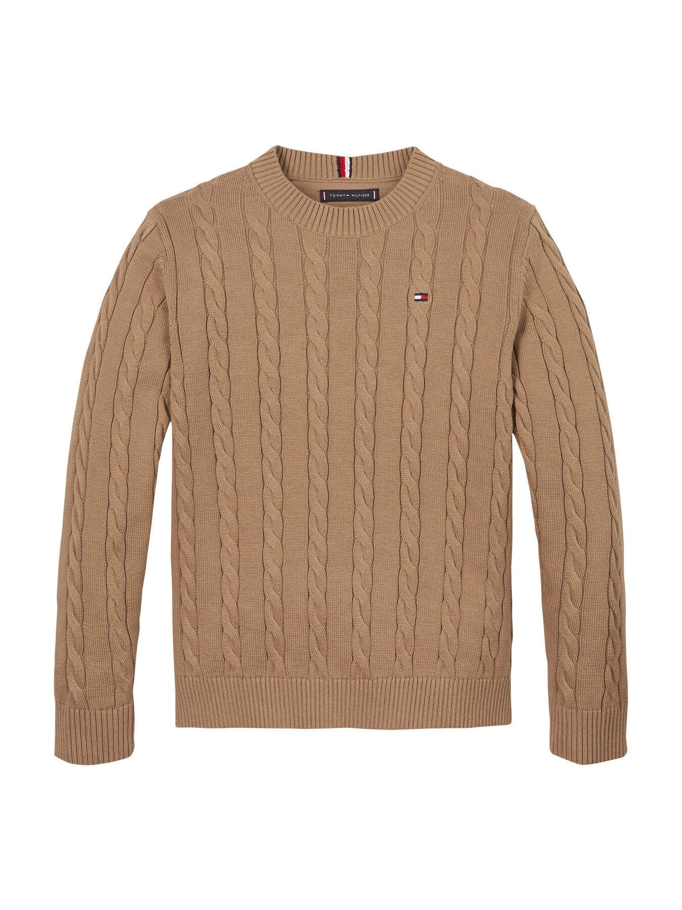 Cotton Crew Neck Cable Sweater