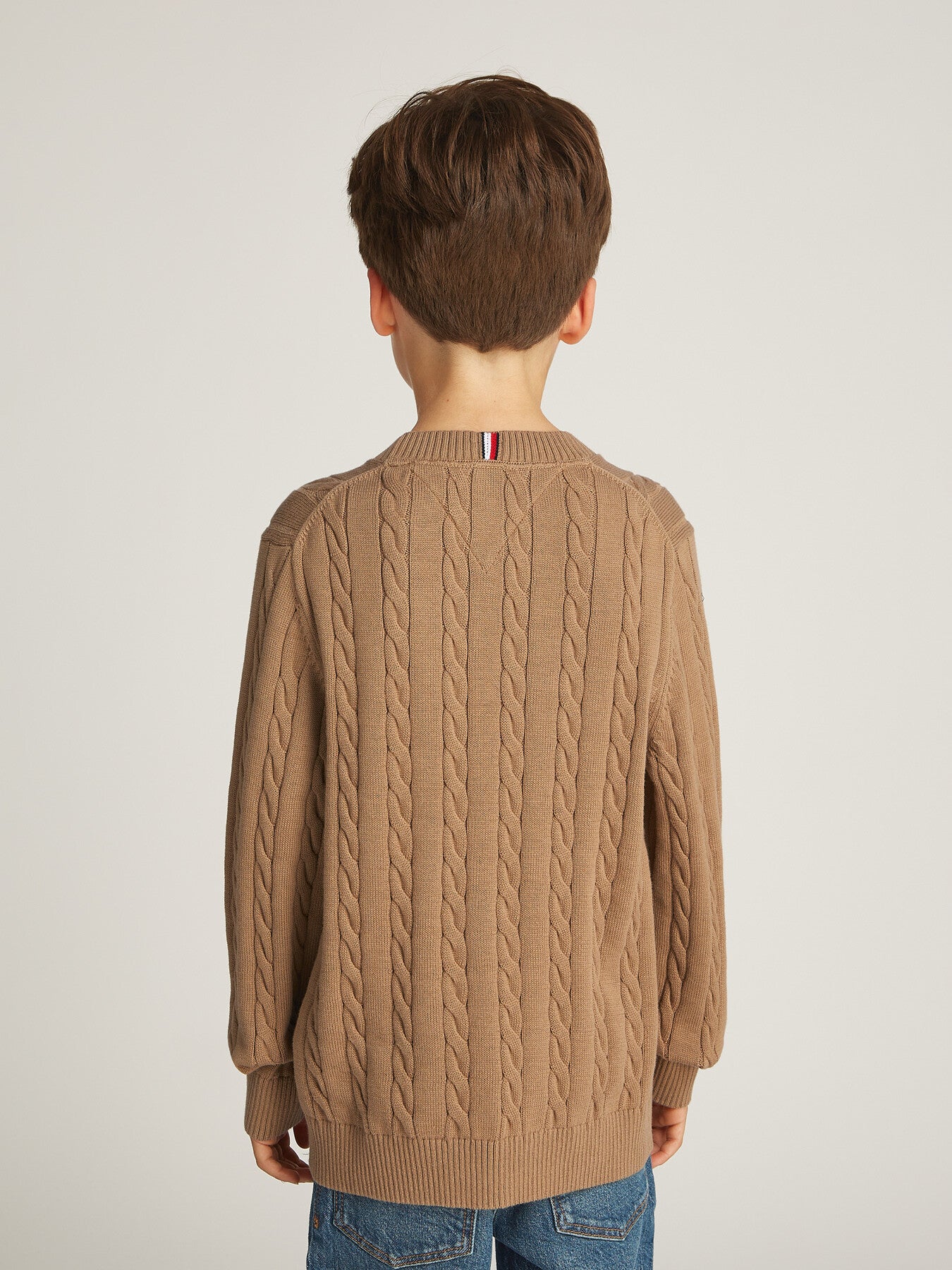 Cotton Crew Neck Cable Sweater