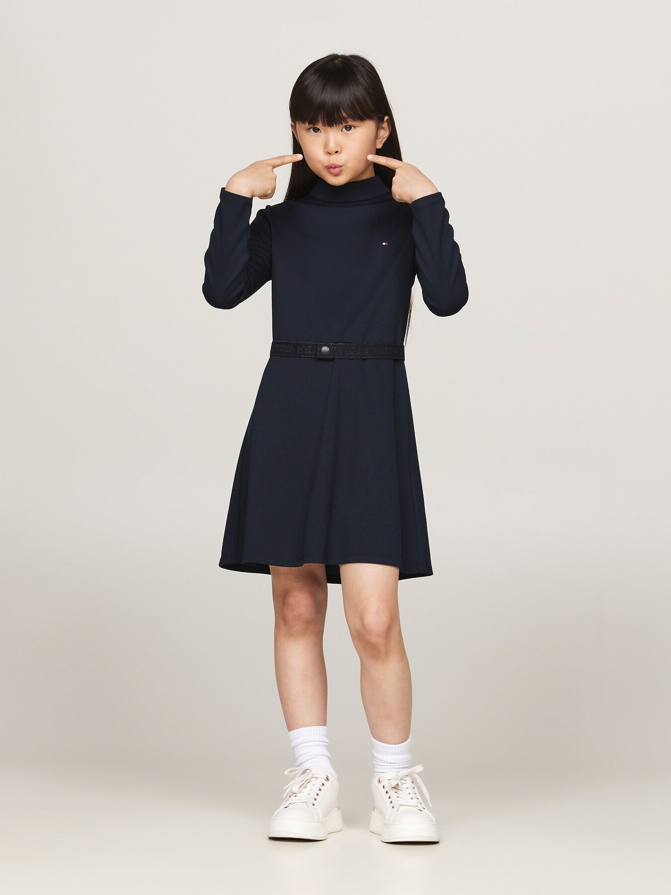 Belted Long Sleeve Extra Slim Dress