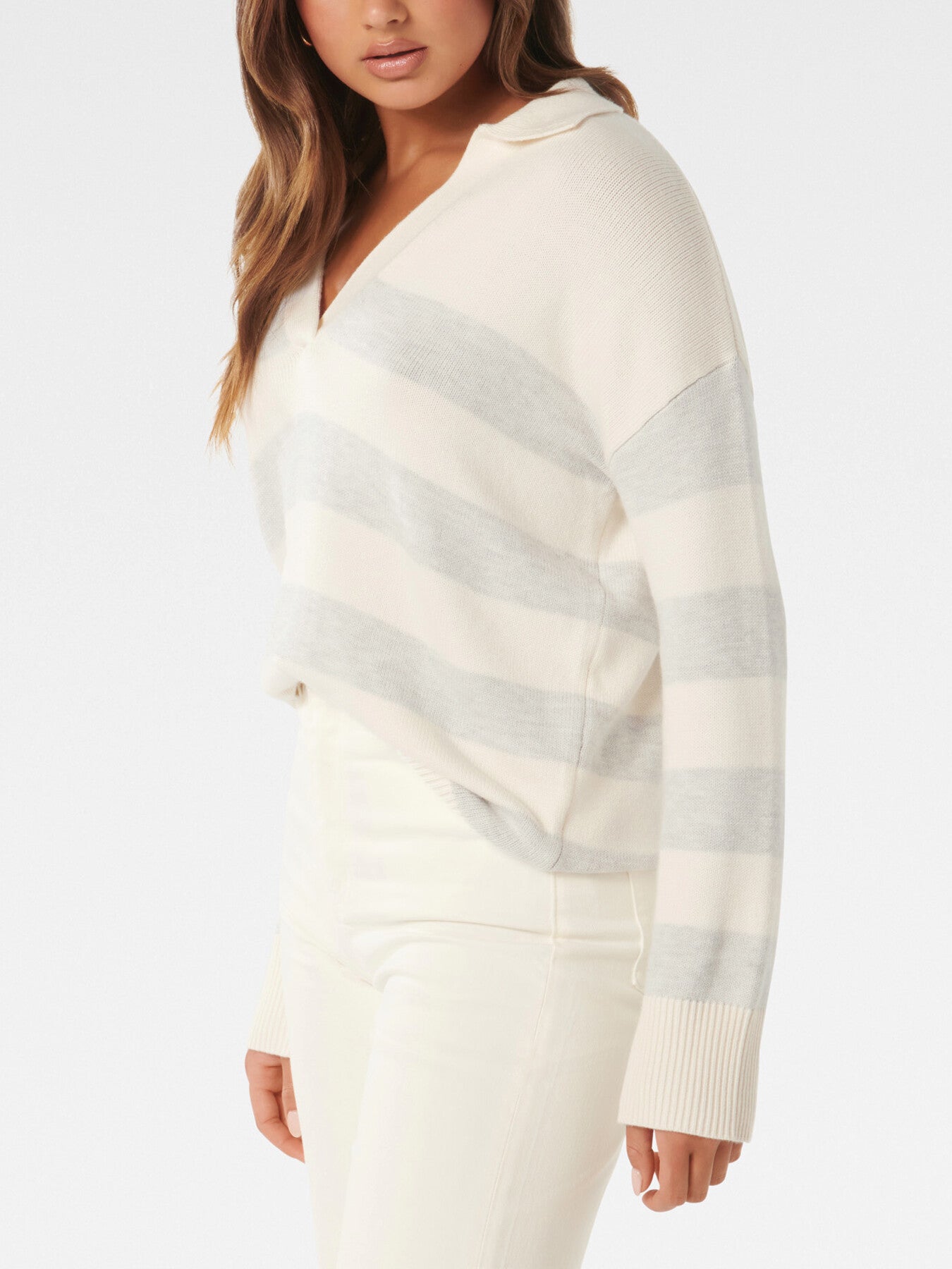 Nicole Striped Polo Collar Jumper