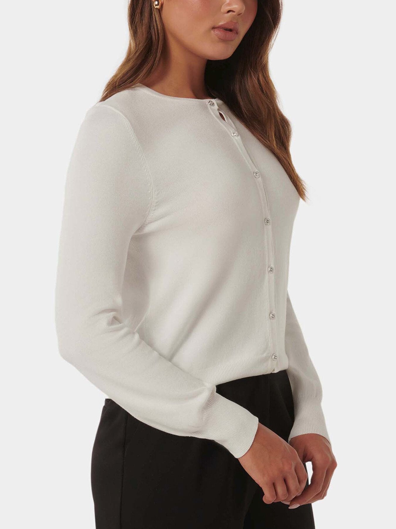 Morgan Basic Crew Knit Cardigan