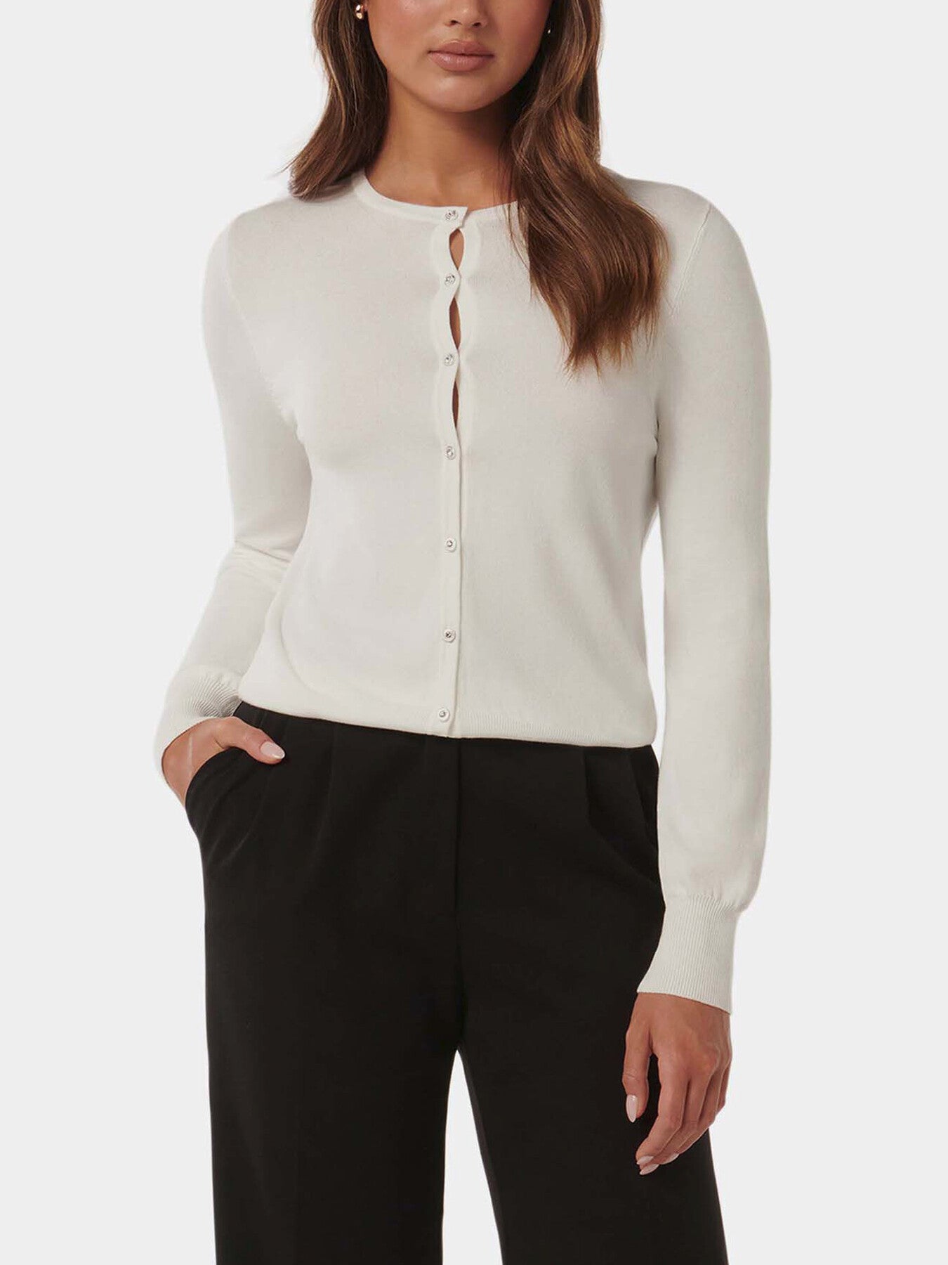 Morgan Basic Crew Knit Cardigan