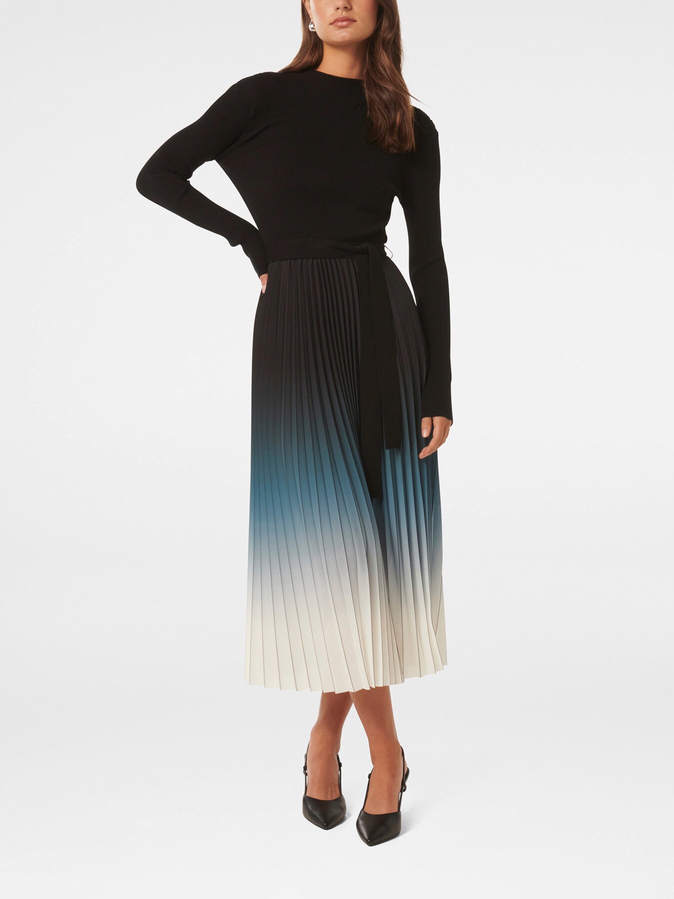 Harmony Ombre Pleated Midi Dress