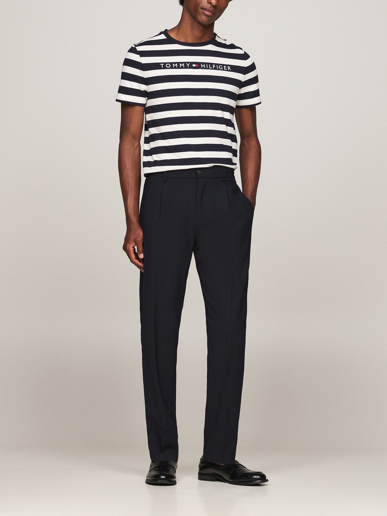 Stripe Logo Embroidery Slim T-Shirt