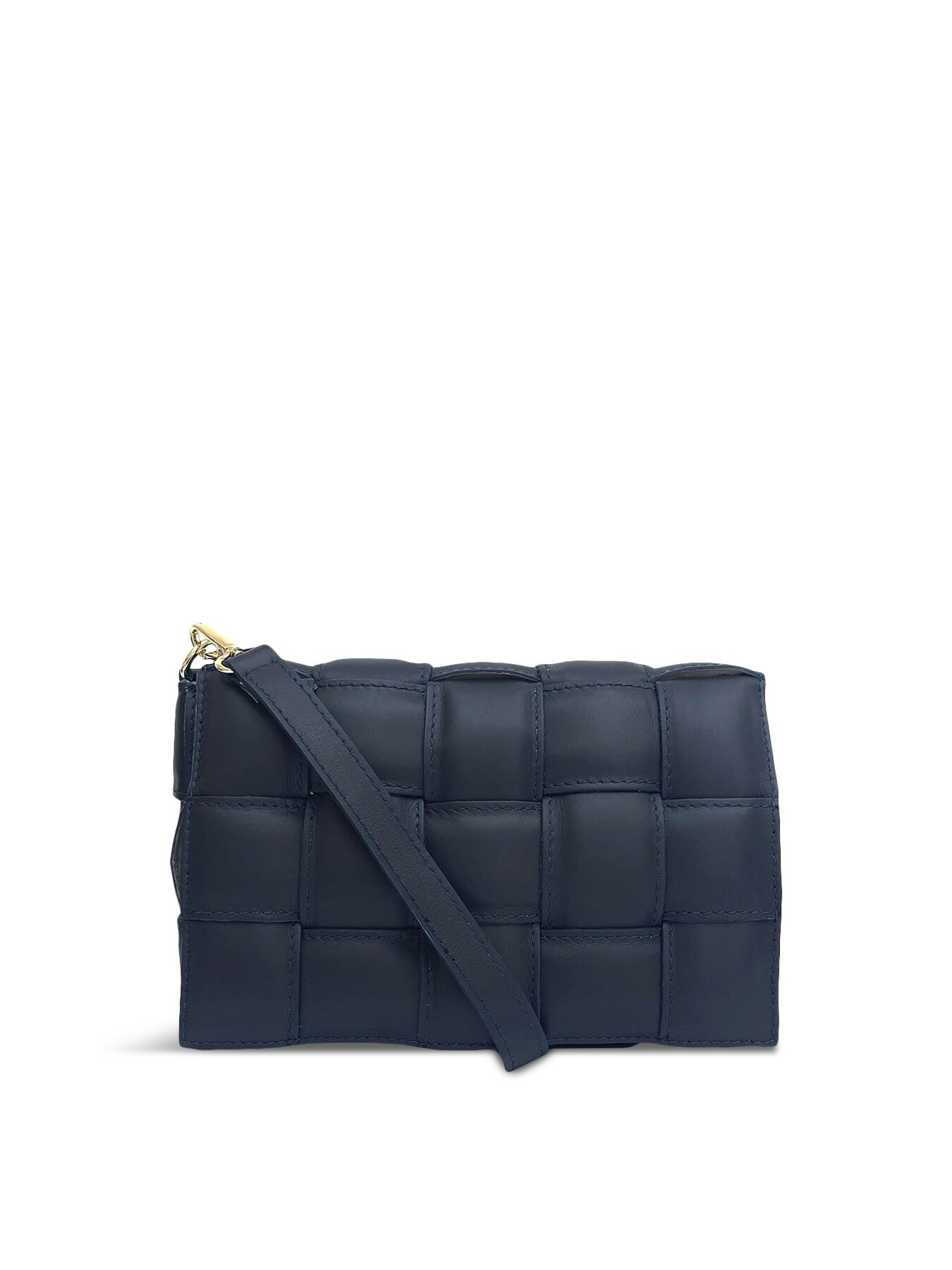 Padded Woven Leather Crossbody Bag