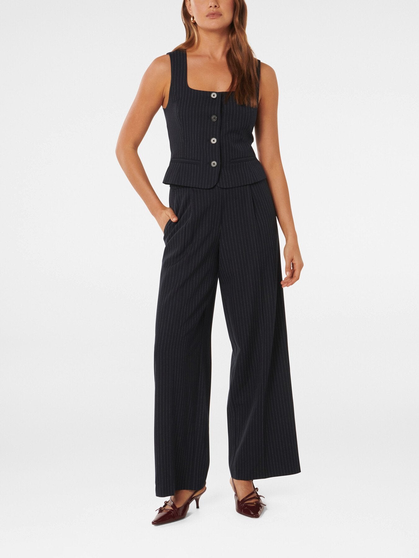 Noa Pinstripe Wide Leg Pants