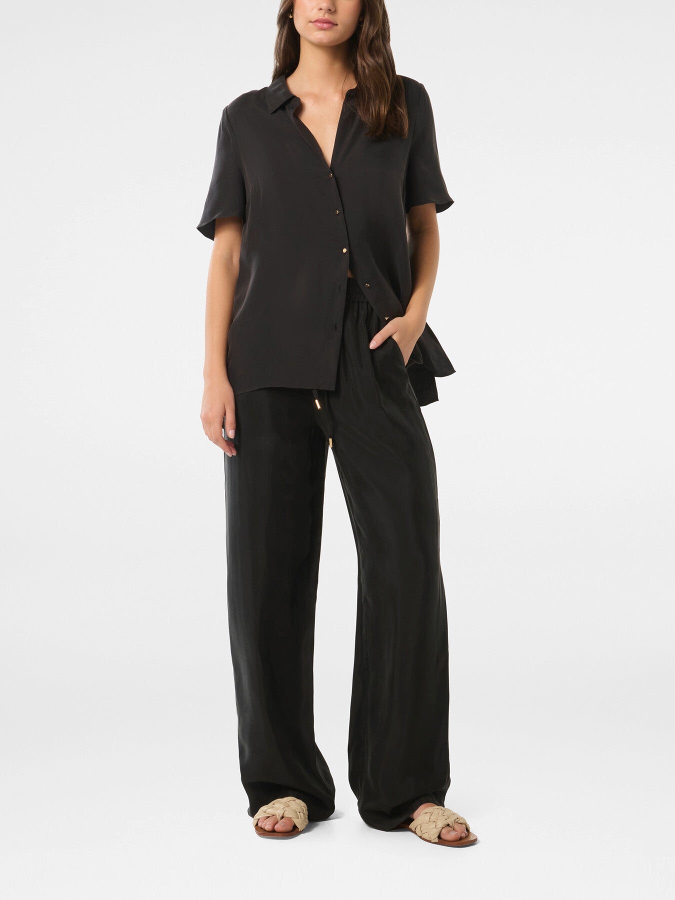 Emma Cupro Wide Leg Pants