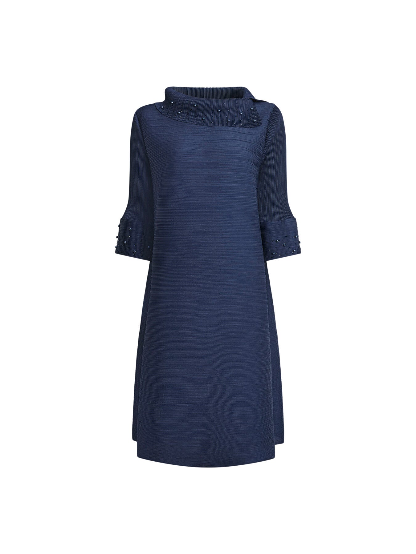 Split Collar Embelished Sleeve Dress