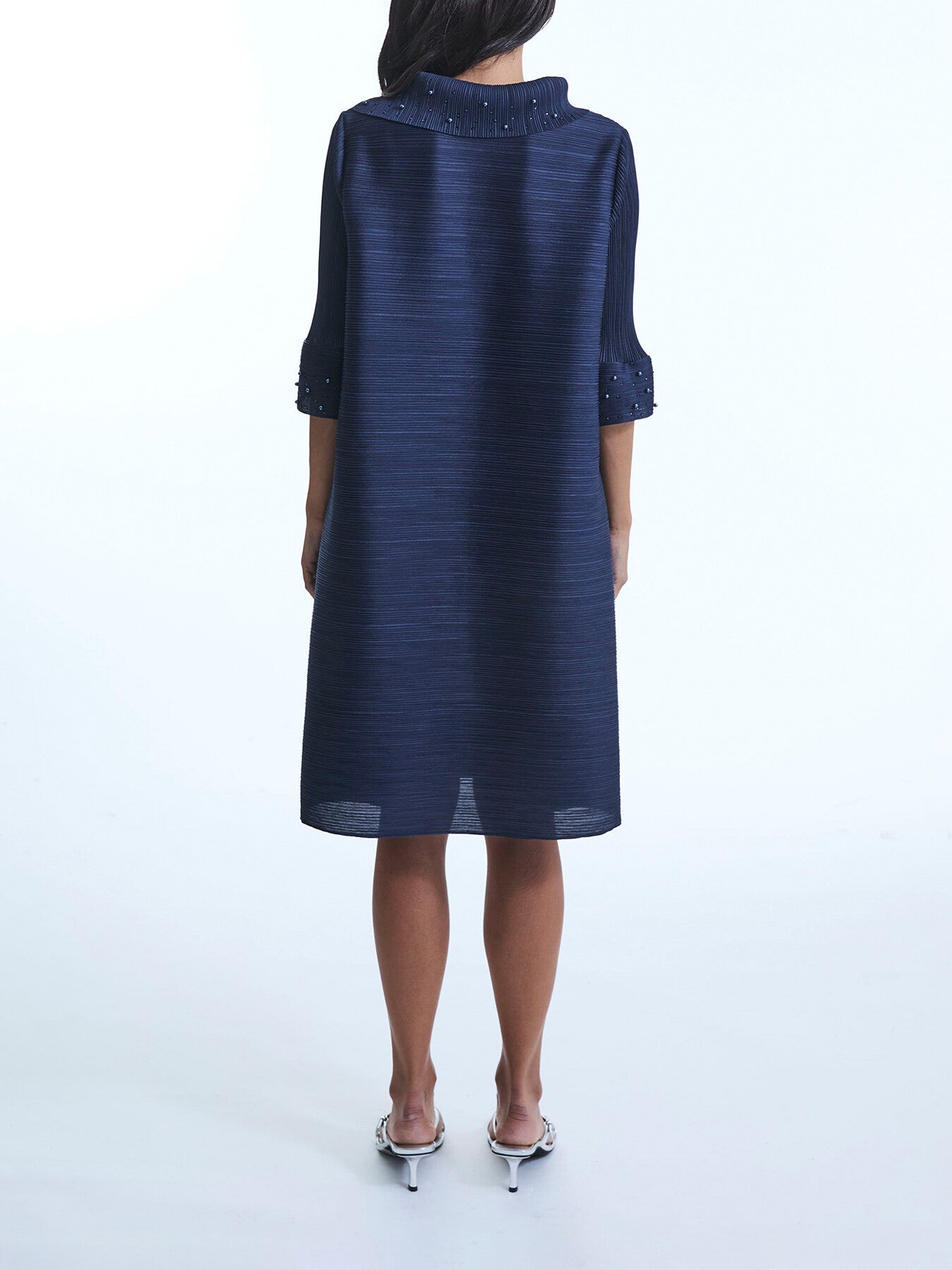 Split Collar Embelished Sleeve Dress
