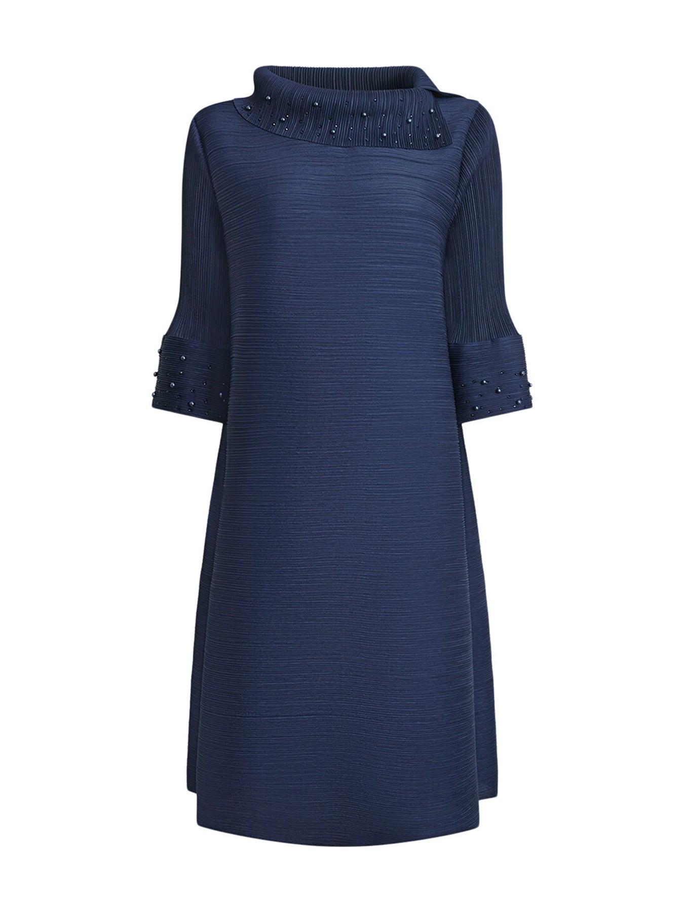 Split Collar Embelished Sleeve Dress