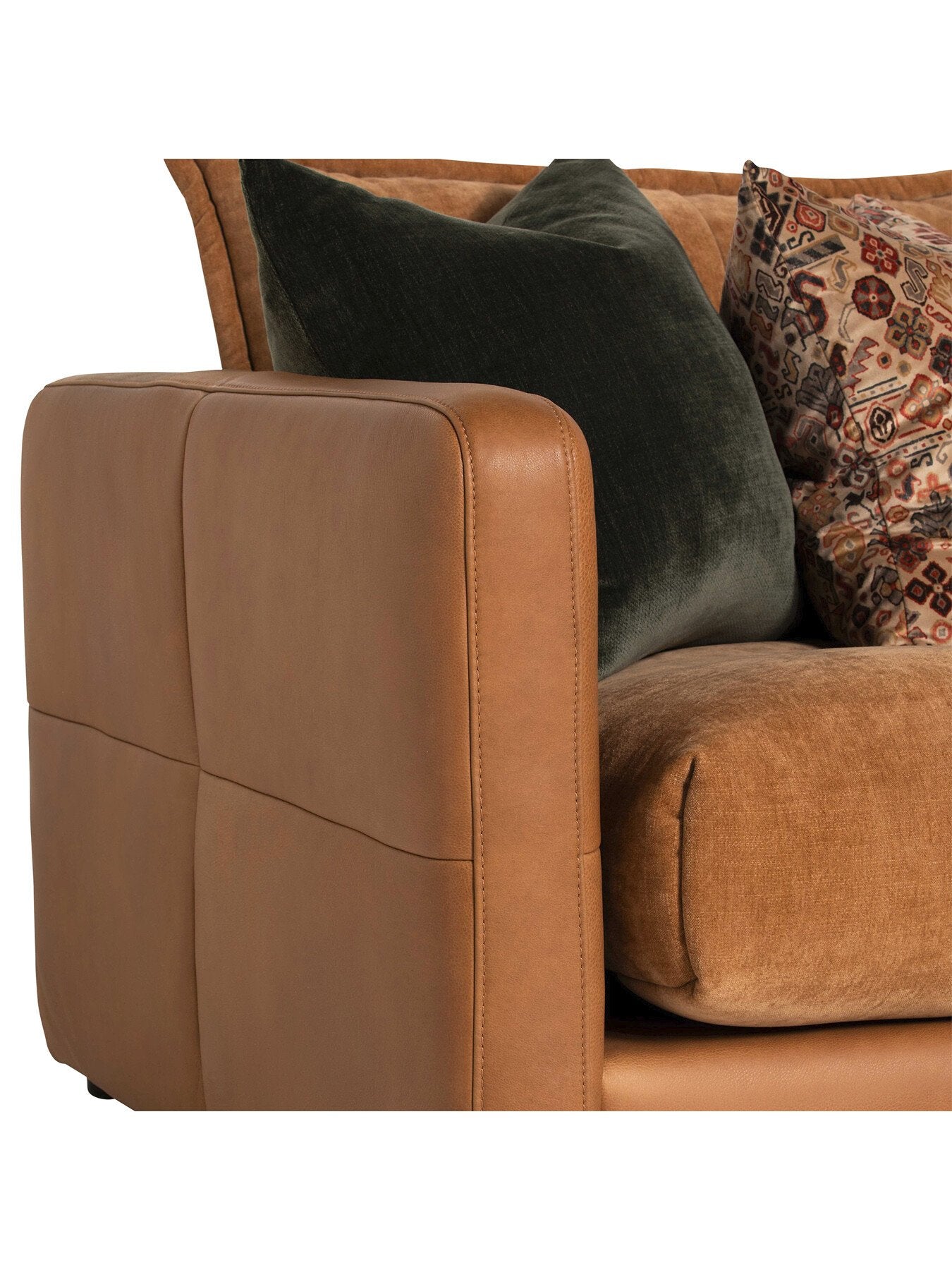 Brown Roby Brown Fabric And Leather 6 Seater Corner Sofa