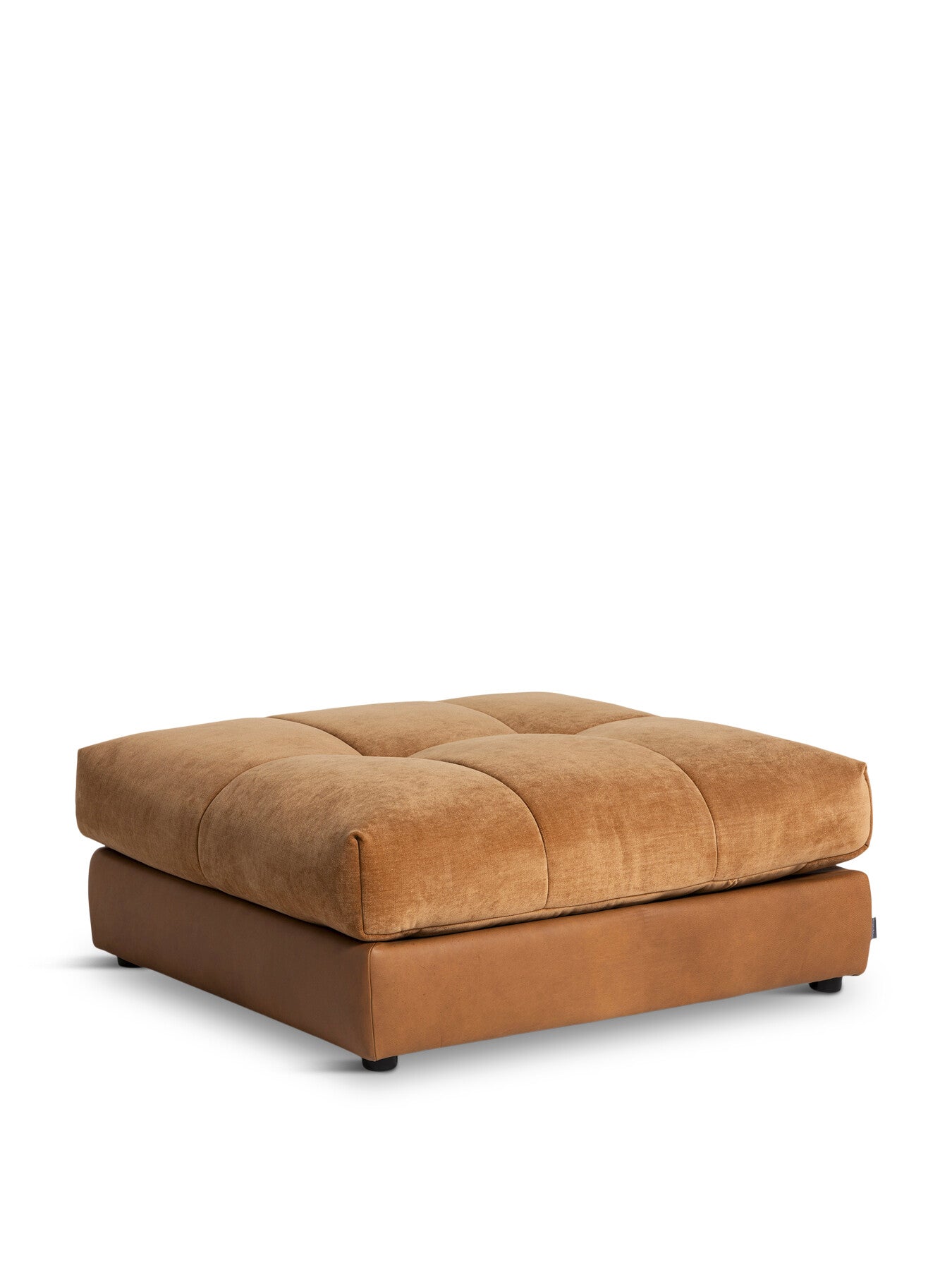 Brown Roby Brown Fabric And Leather Footstool