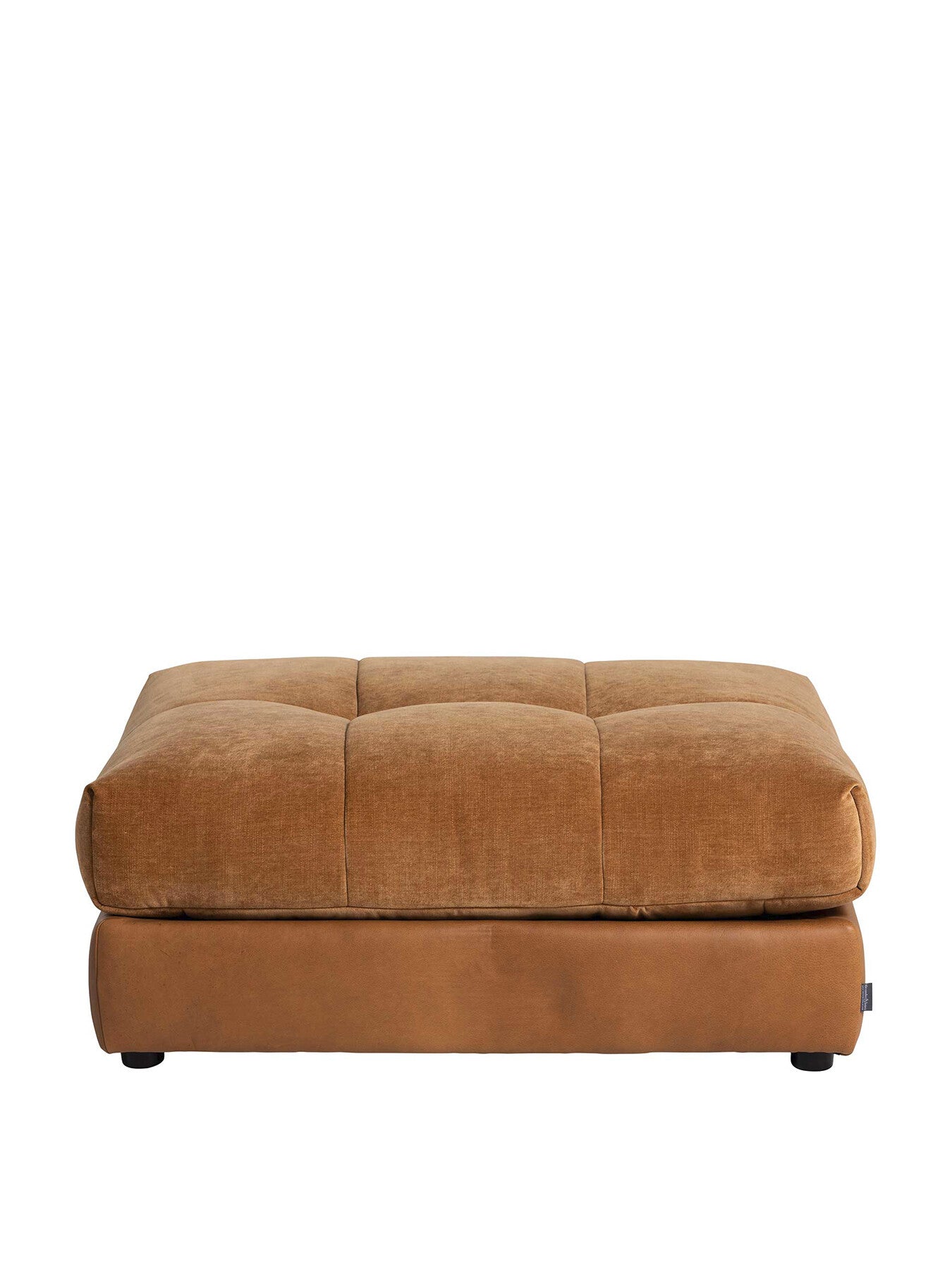 Brown Roby Brown Fabric And Leather Footstool