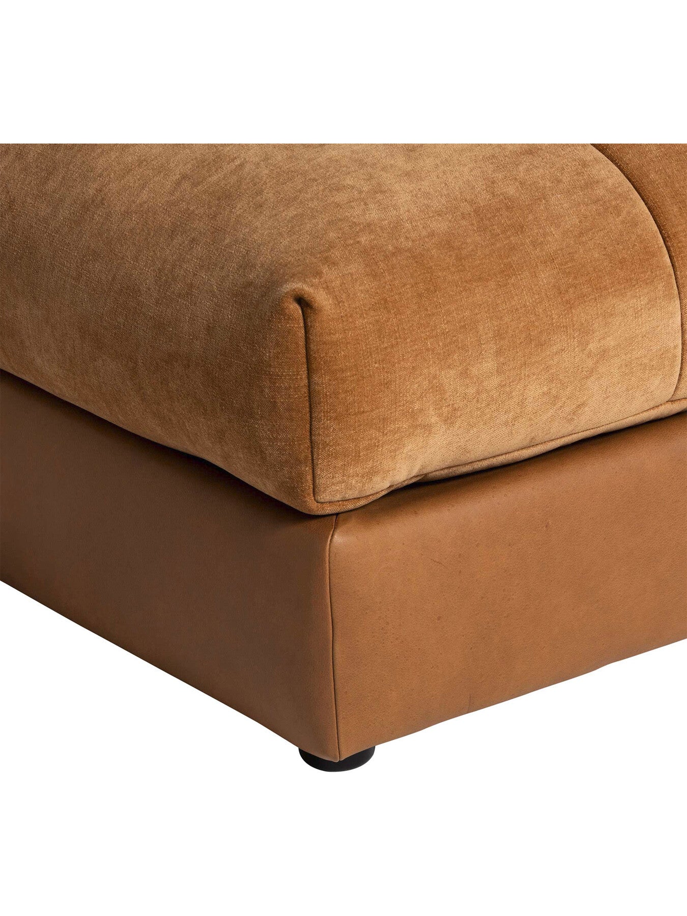 Brown Roby Brown Fabric And Leather Footstool