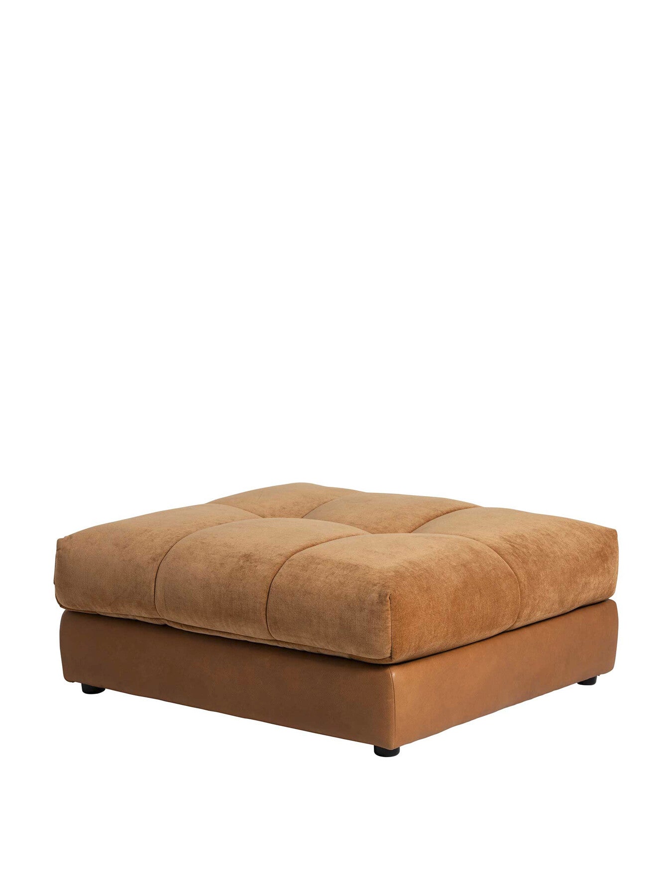 Brown Roby Brown Fabric And Leather Footstool