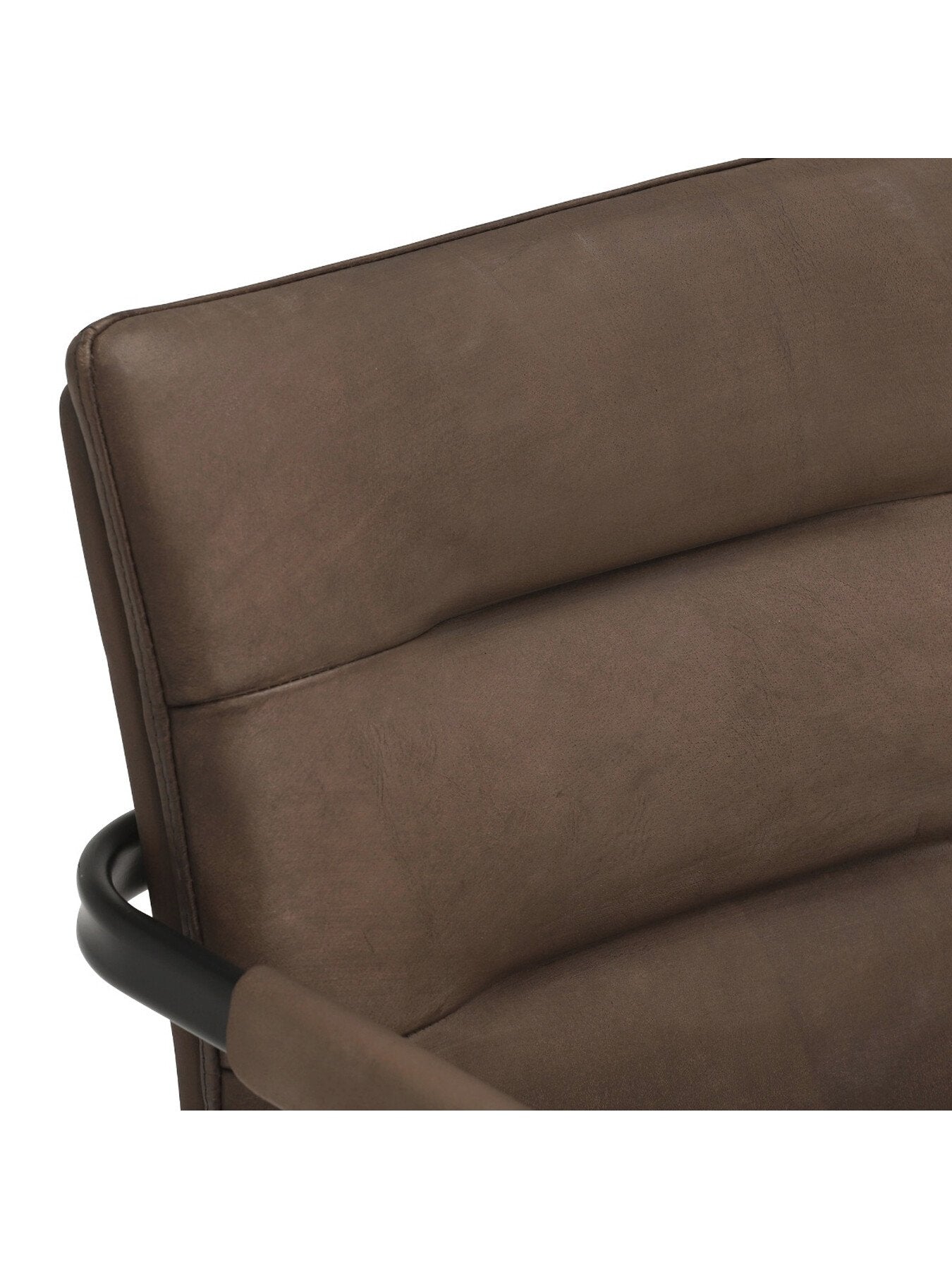 Brown Rigel Brown Leather Dining Armchair With Black Metal B
