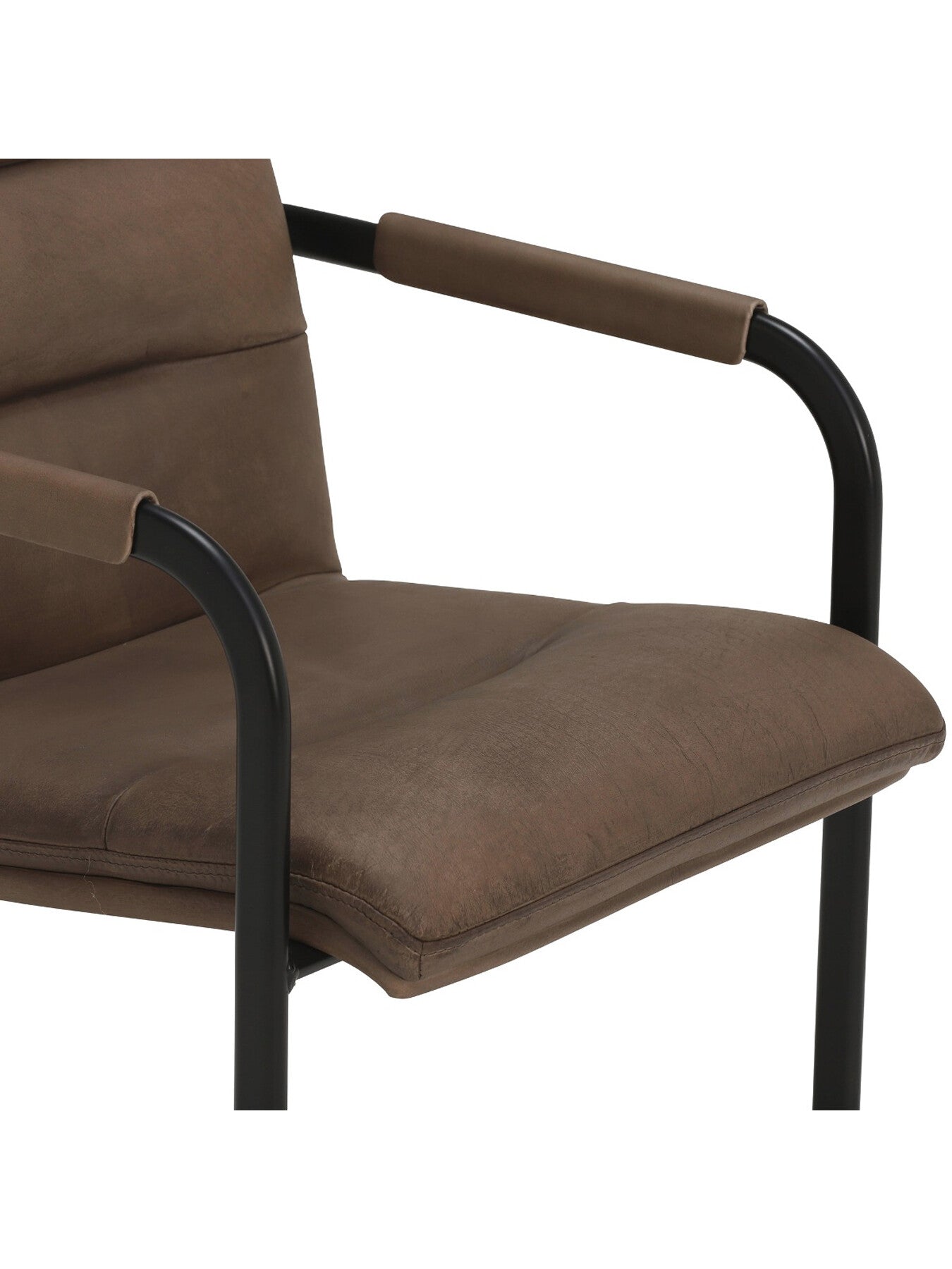 Brown Rigel Brown Leather Dining Armchair With Black Metal B