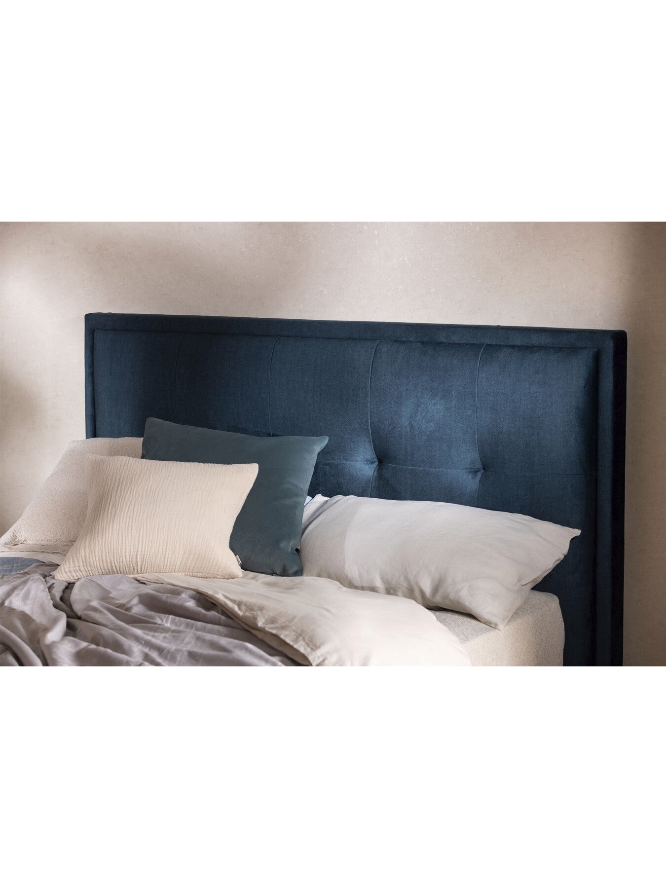 Blue Ripley Blue Fabric Double Ottoman Bed Frame