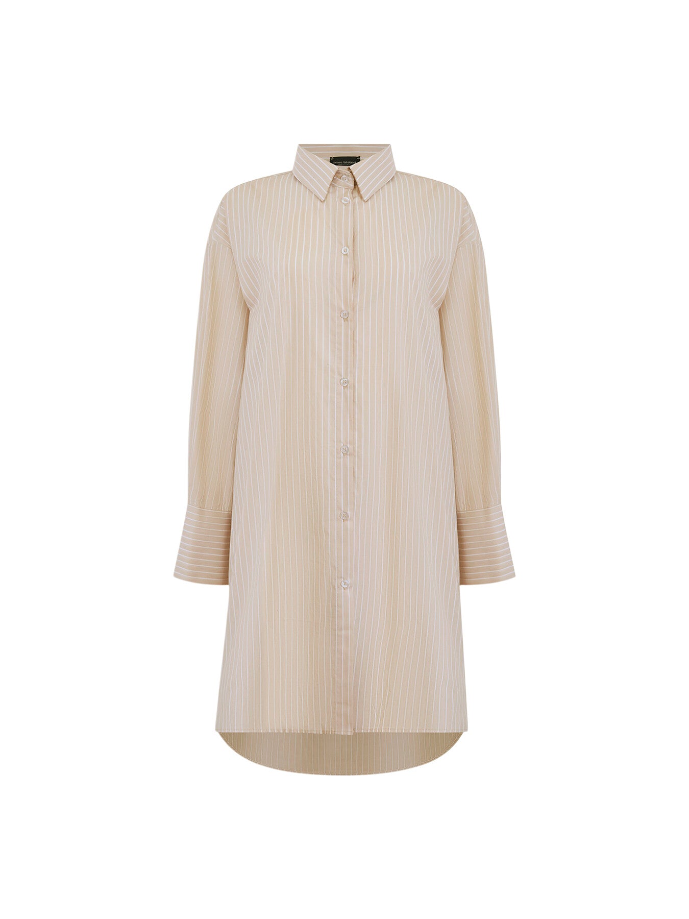 Beige-White Striped Shirt