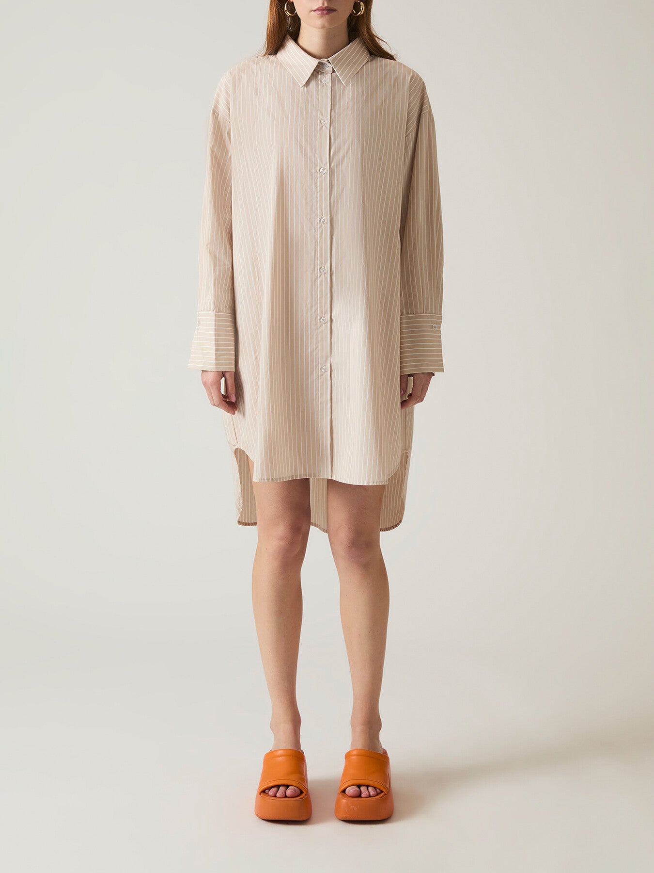 Beige-White Striped Shirt