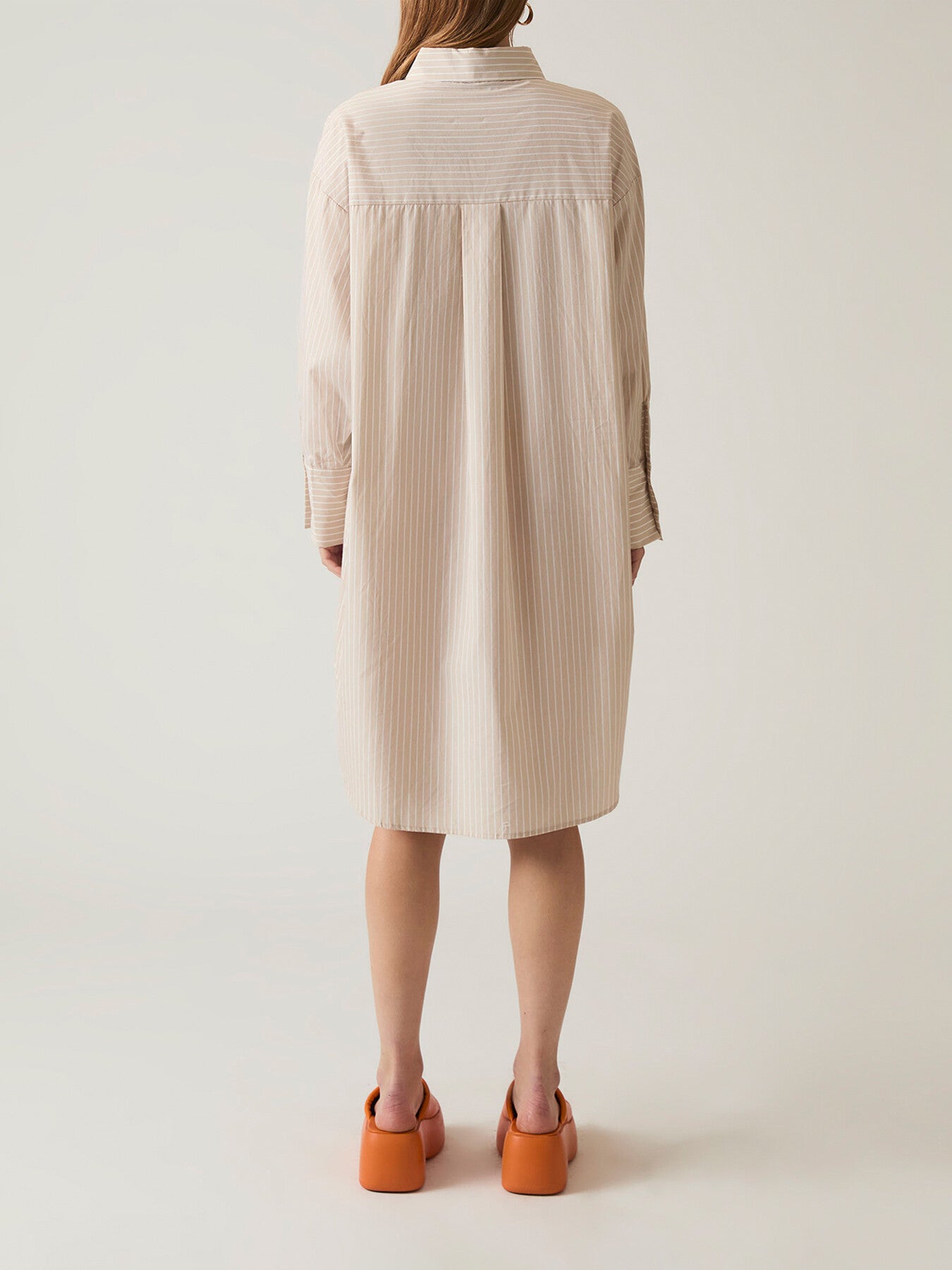 Beige-White Striped Shirt