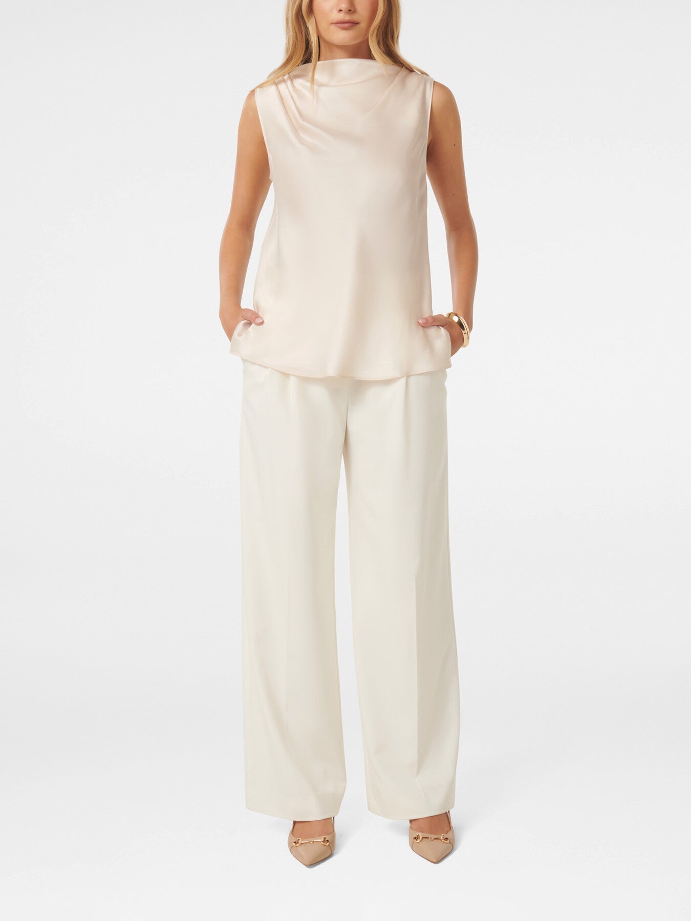 Sallie Satin Cowl Neck Tank Top