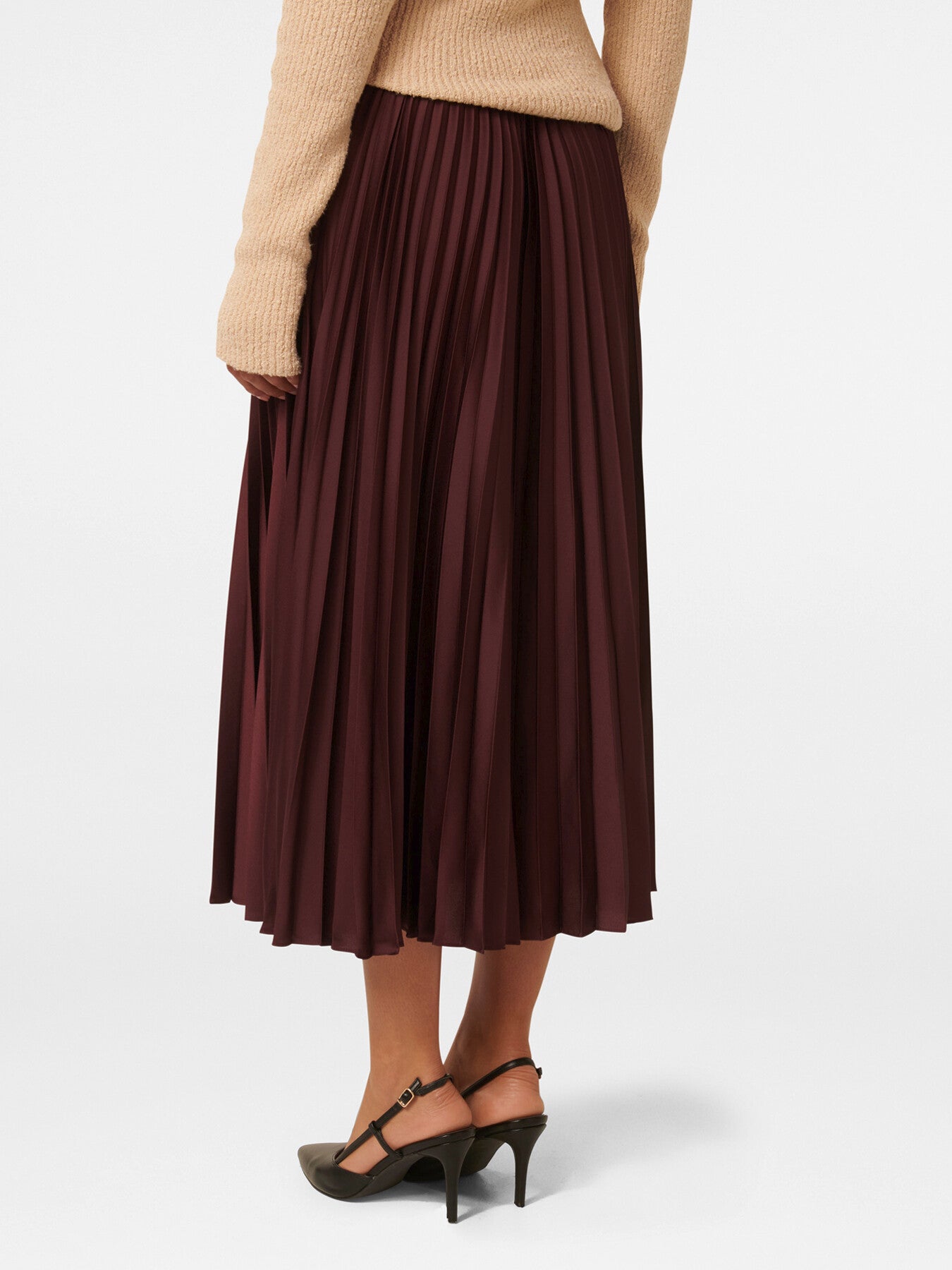 Estelle Satin Pleated Midi Skirt